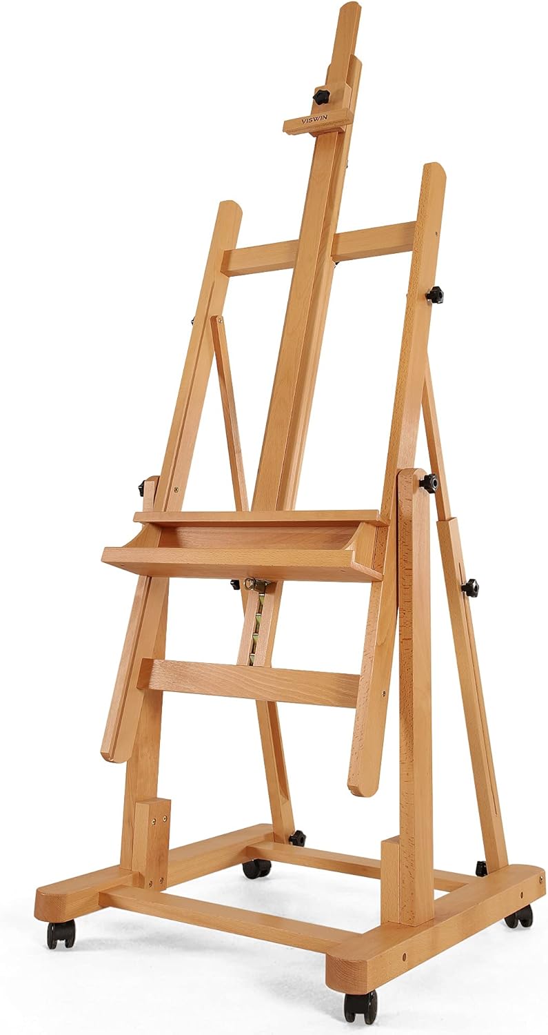VISWIN Heavy Duty H Frame Easel with Storage and 4 Wheels