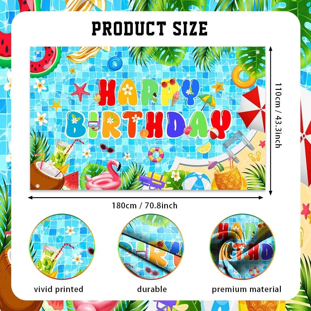 AIBIIN Pool Birthday Backdrop 708 x 433 Inch