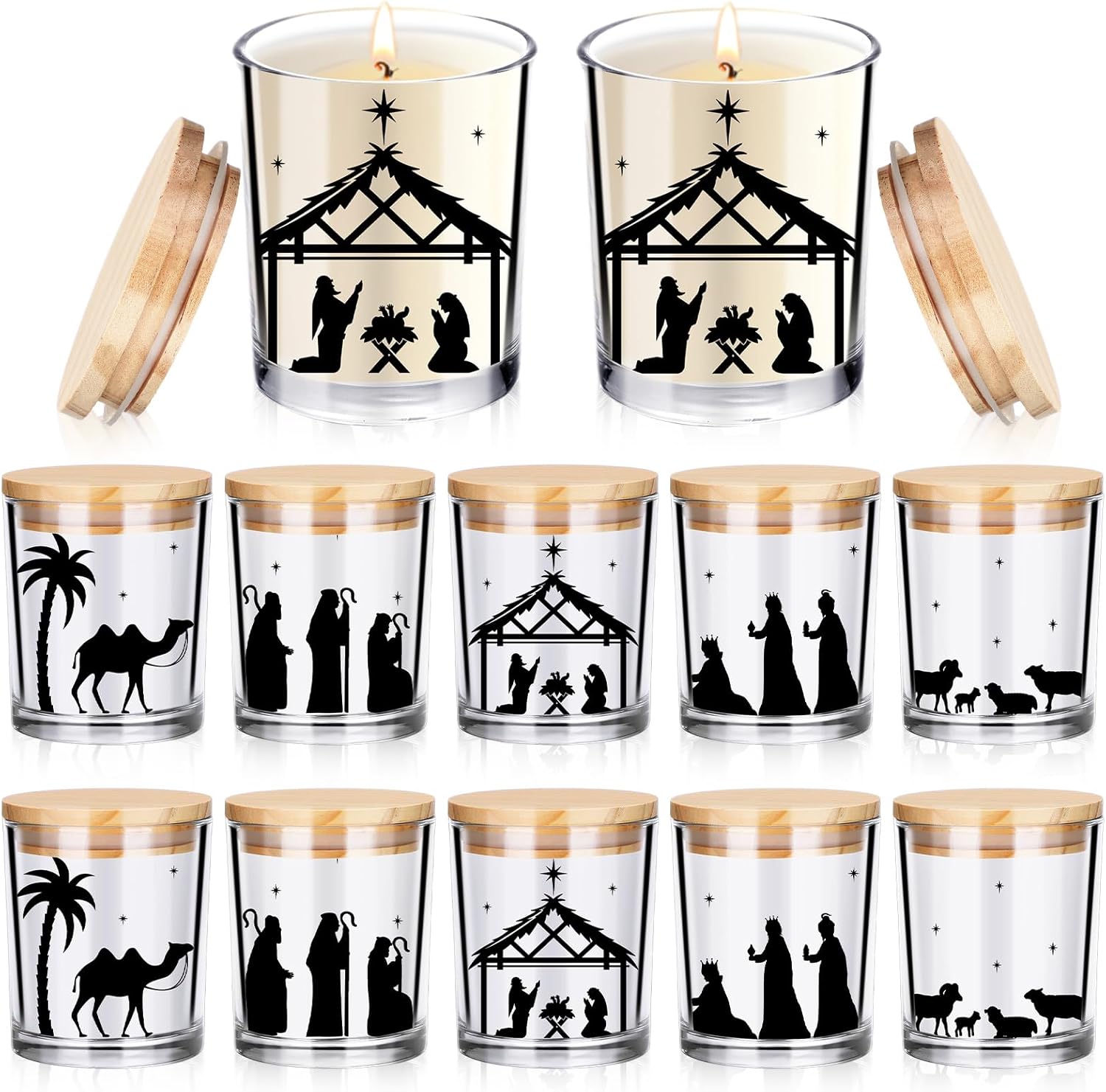 10 Pcs Christmas Glass Candle Jars with Cork Lids