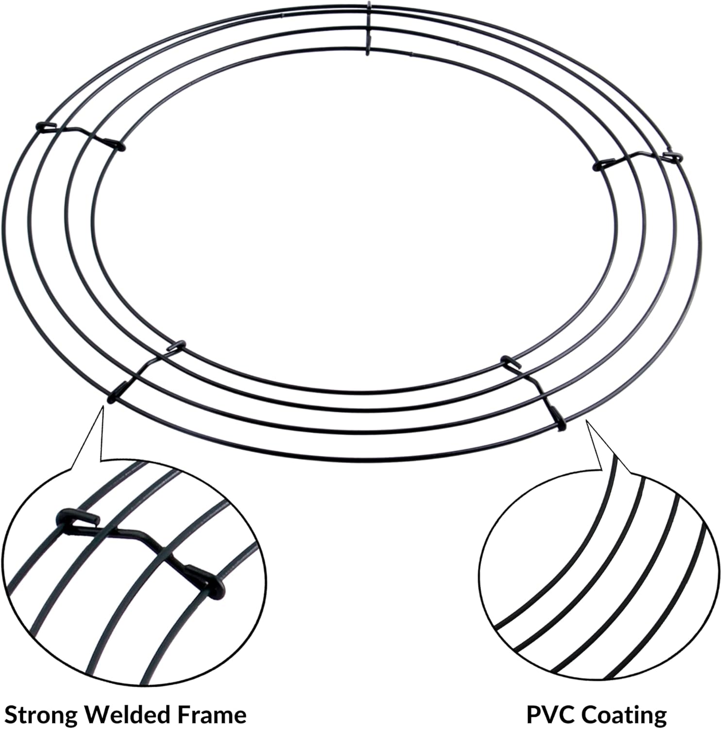 2-Pack 12 Inch Dark Green Wire Wreath Frame