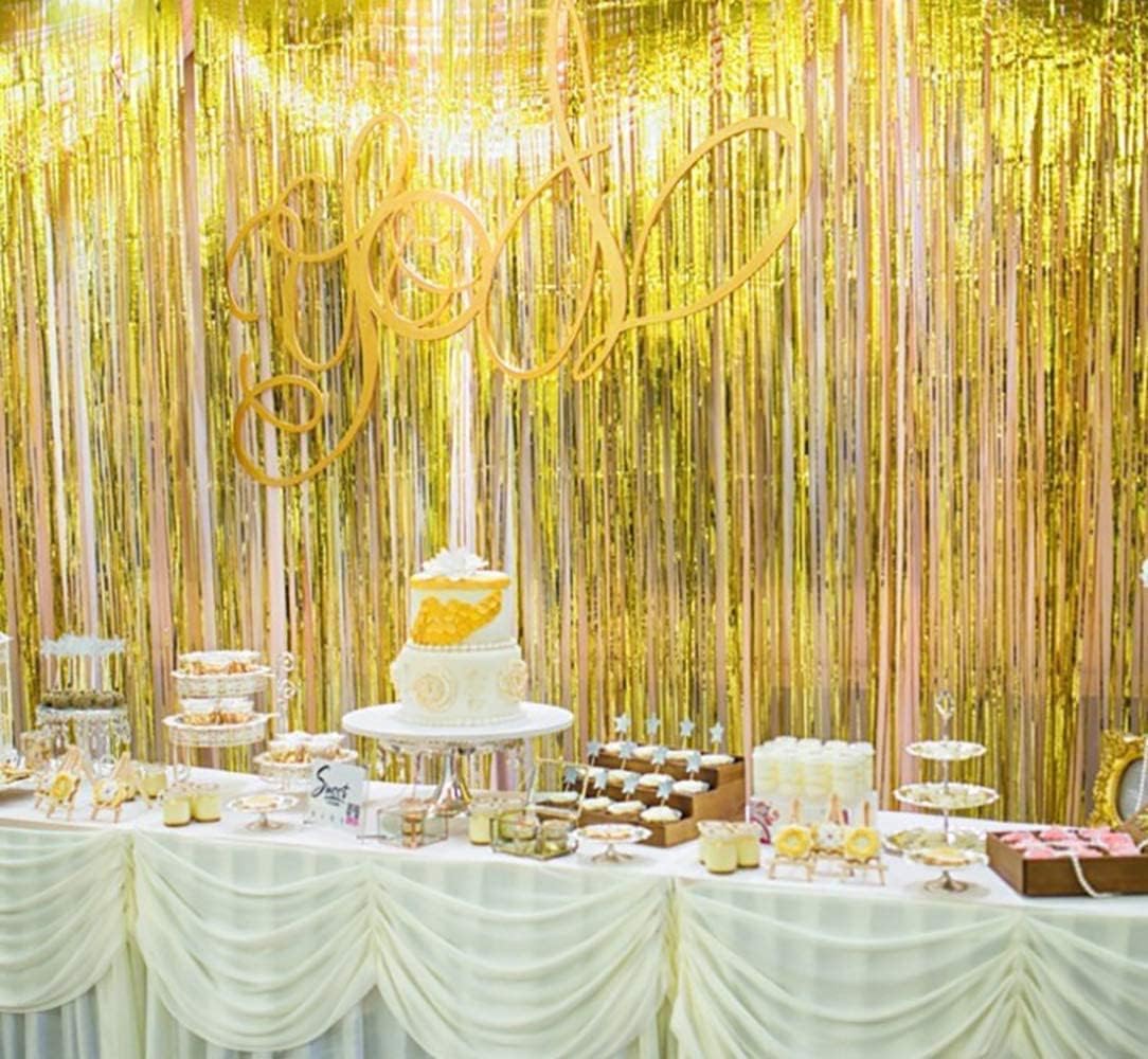 Gold Metallic Tinsel Foil Curtain 3 Pack