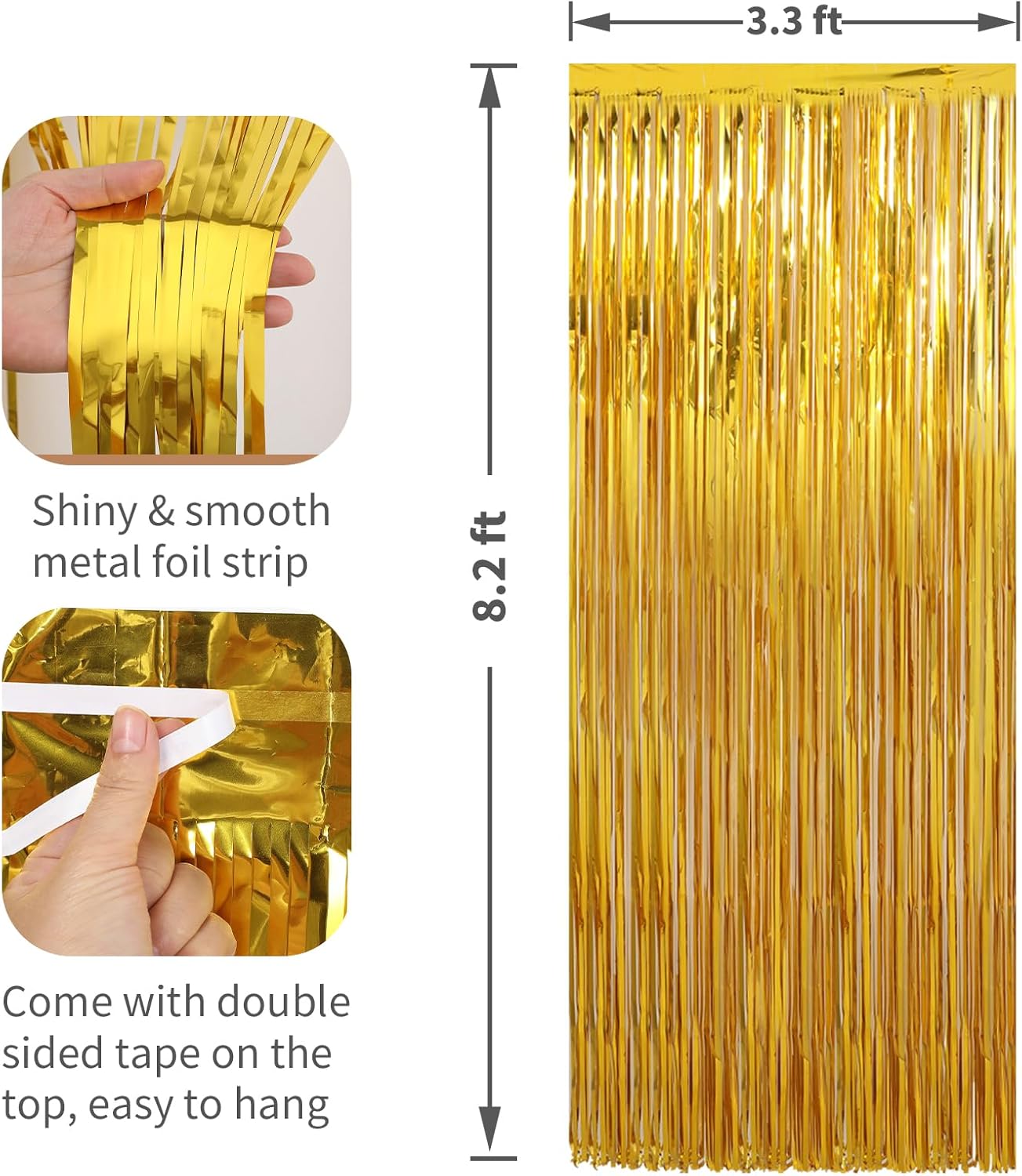 2 Pack Gold Foil Fringe Curtains for Parties