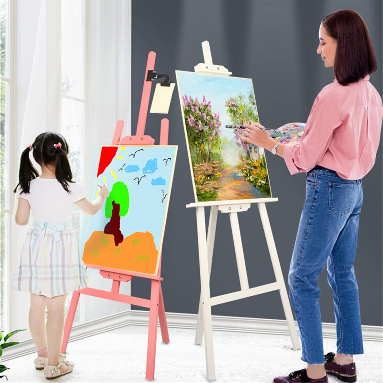 MIQXUAN 150cm Tall Adjustable Wooden Easel