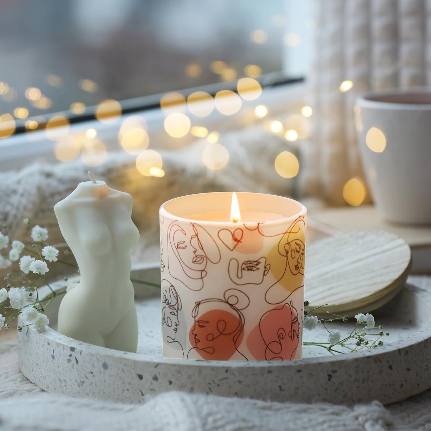 Frosted Glass Candle Jars with Wooden Lids 6PCS