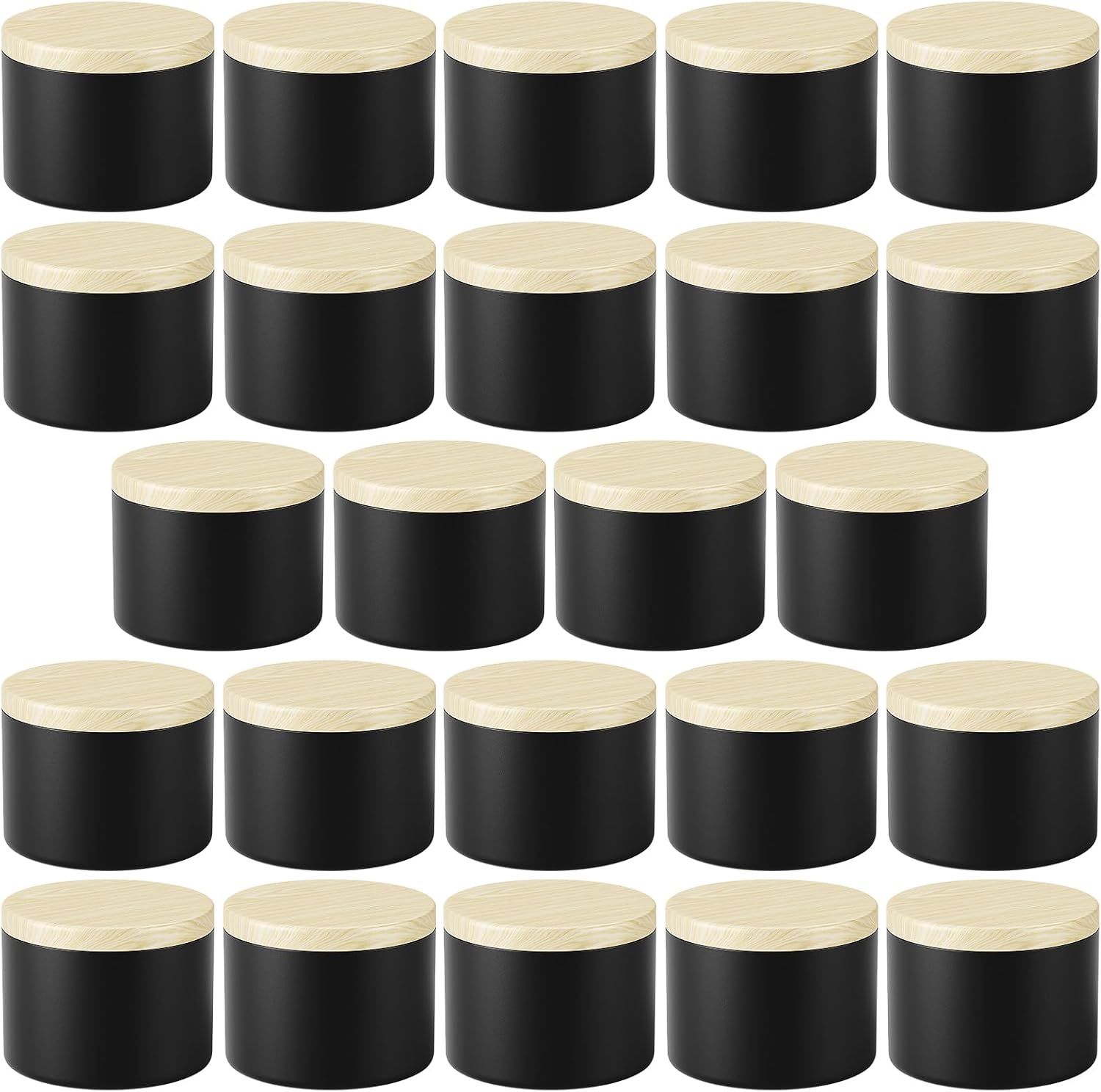 Arxinor 4 oz Candle Jars 24 pcs with Lid Black-Woodgrain