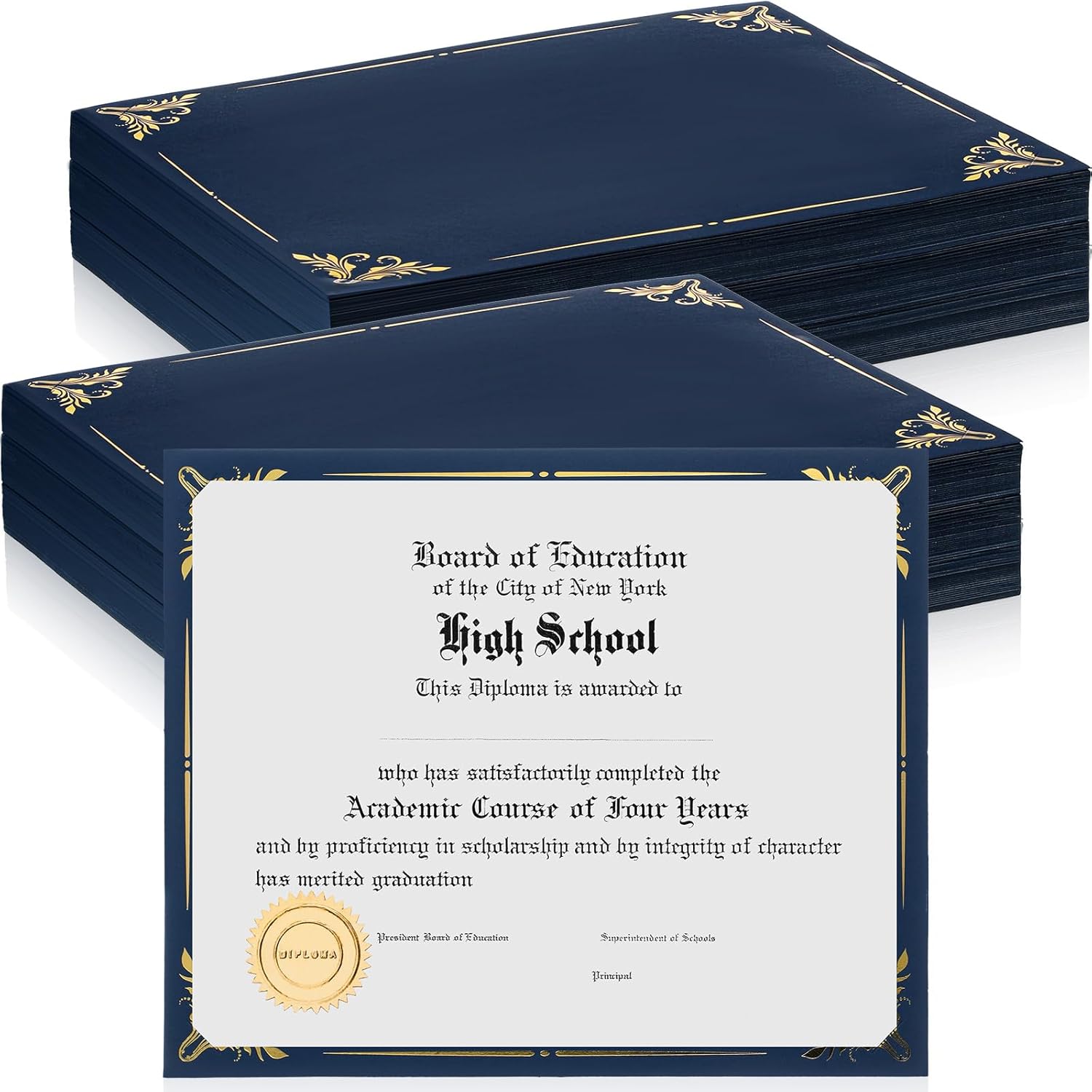 Fainne 250 Pcs Gold Foil Certificate Covers