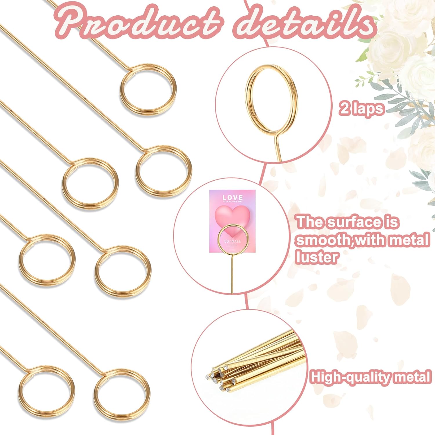 20 Pcs Round Metal Picture Holders for Tables and Centerpieces