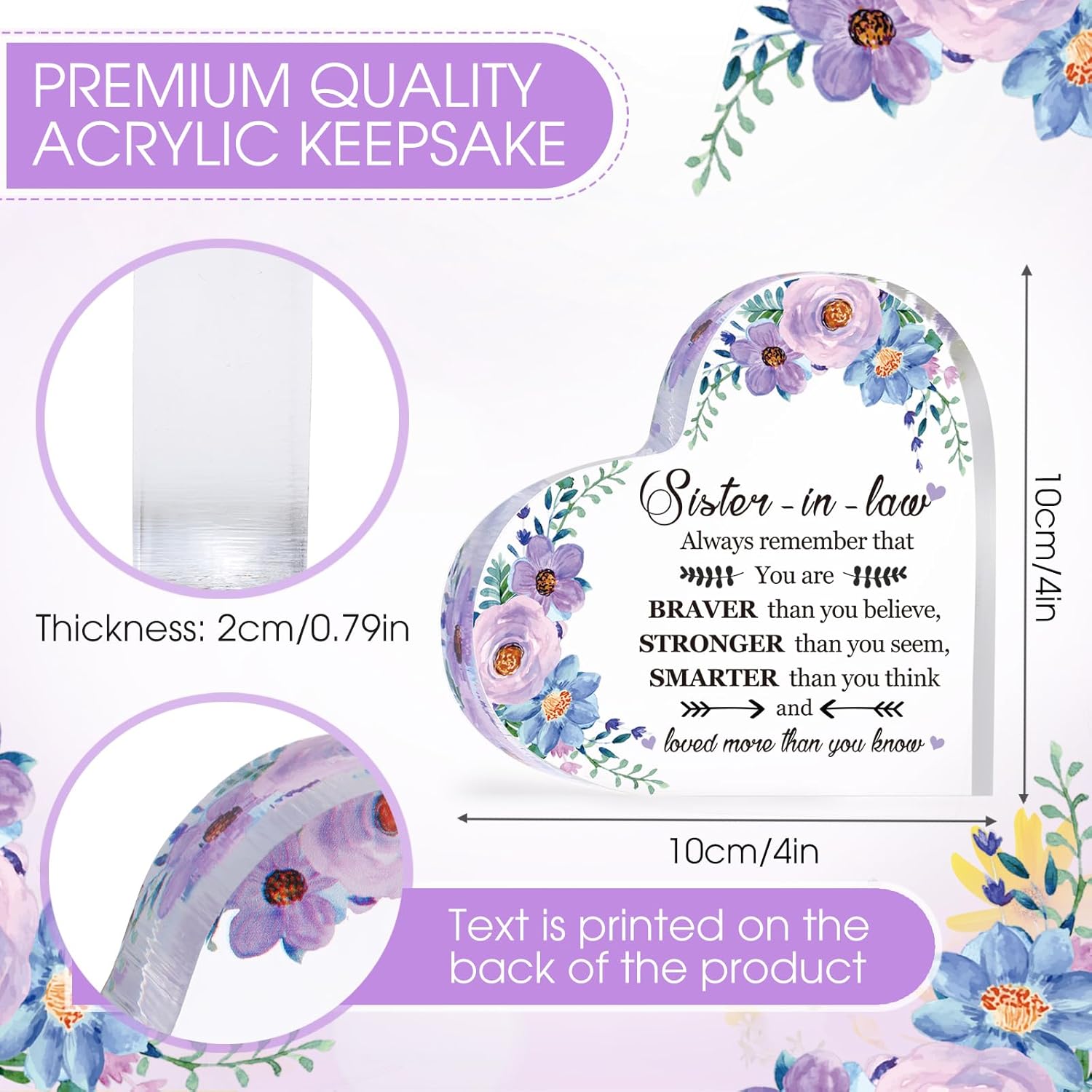 Tuanse Sister-in-Law Gift Acrylic Heart Keepsake