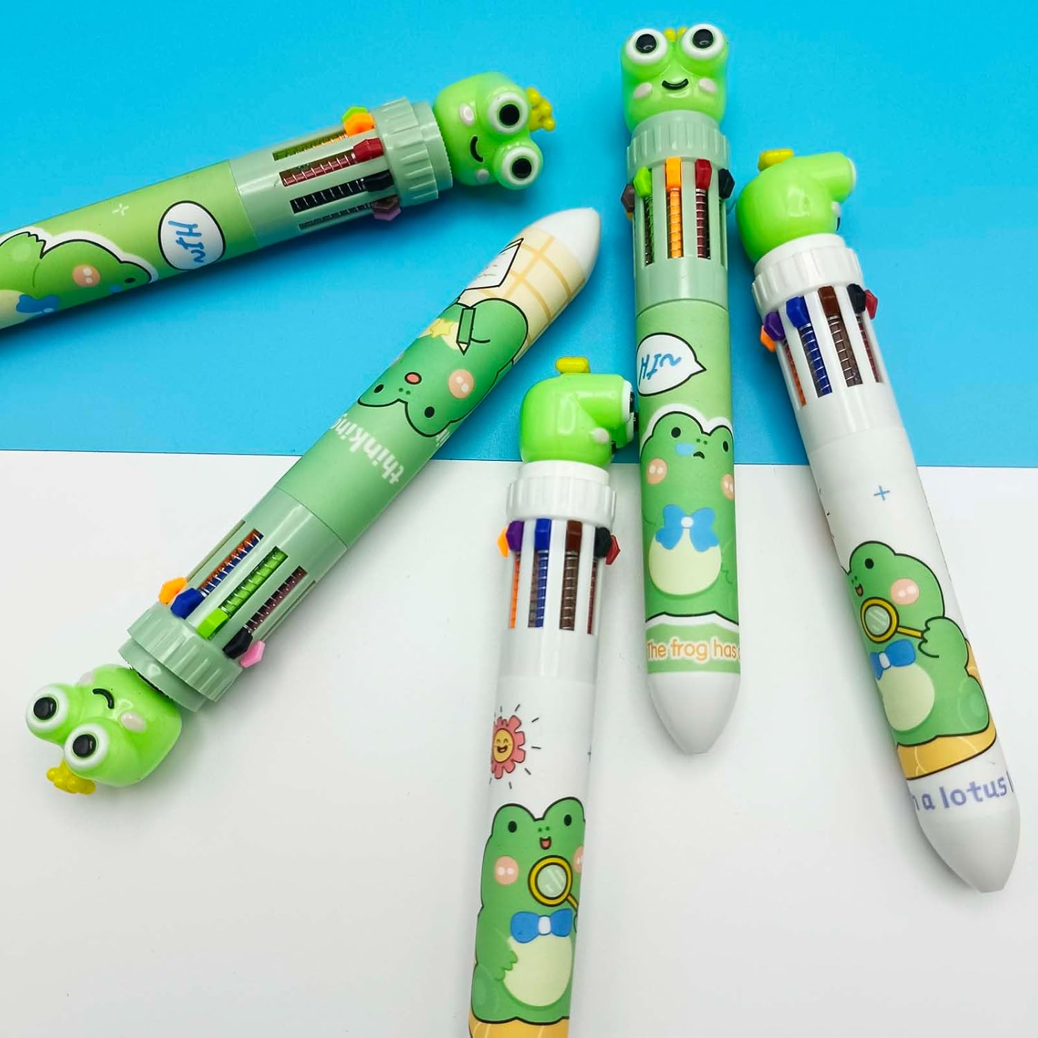 Cute Frog Multicolor Ballpoint Pens 5 Pack