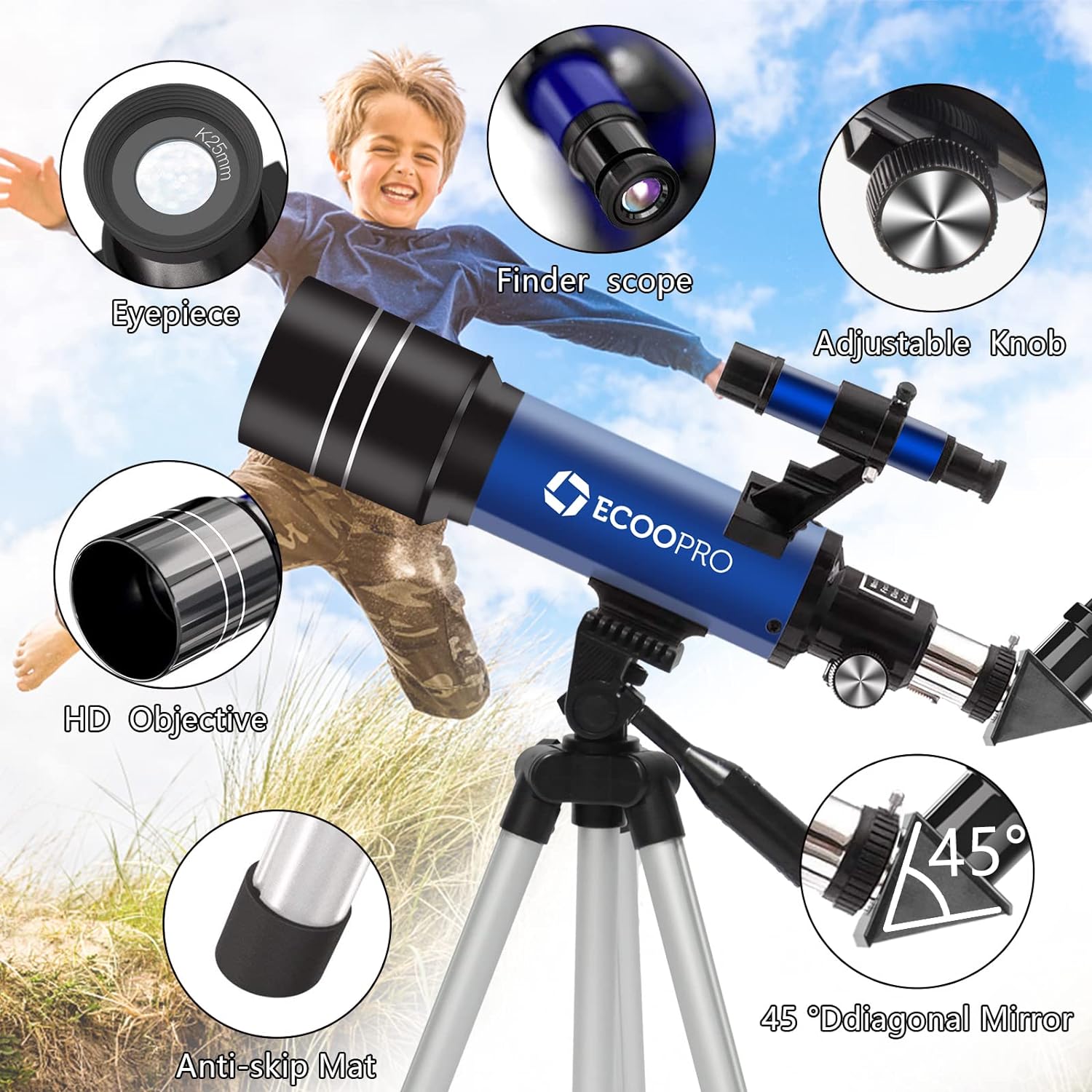 70mm Refractor Telescope for Kids and Beginners