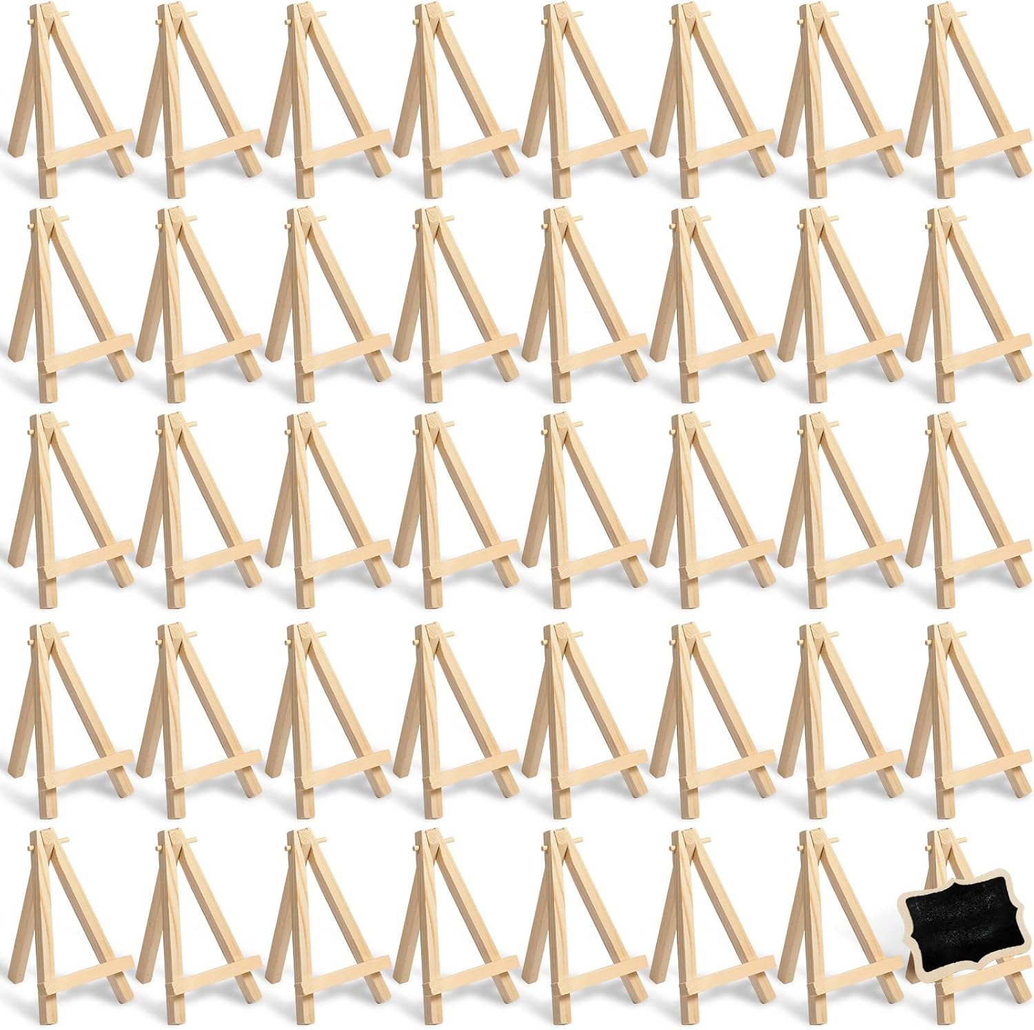 Yalikop 40 Pack 5 Inch Mini Wood Easel Stand