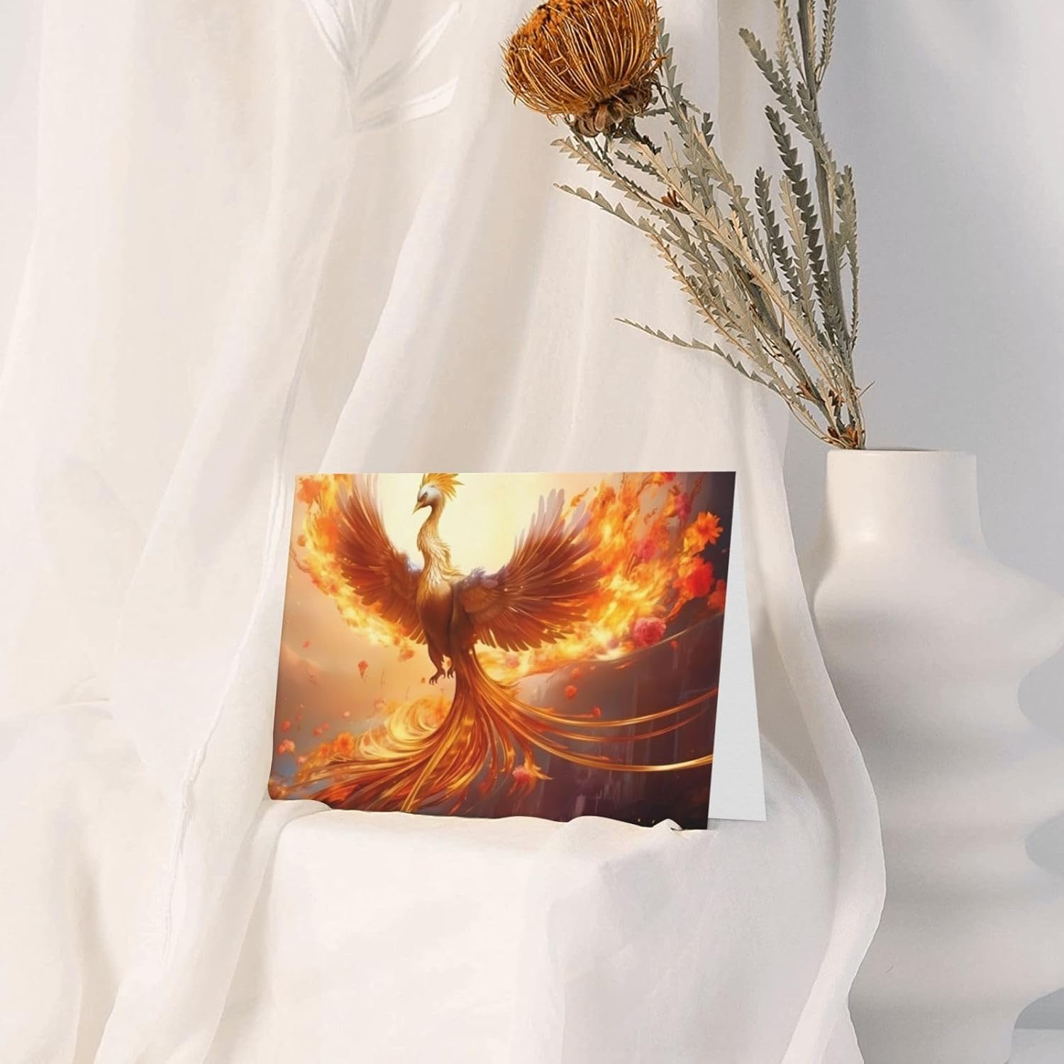 White Phoenix Print Greeting Card 6x4 Inch