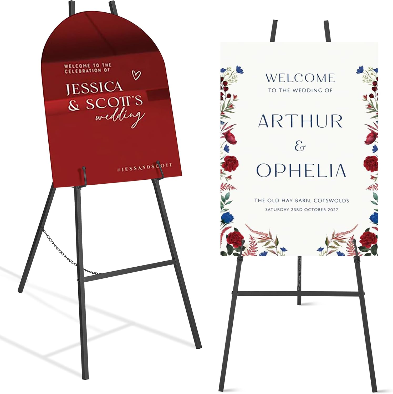 ARTASY 50 Inch Black Easel Stand for Wedding Signs and Art Displays