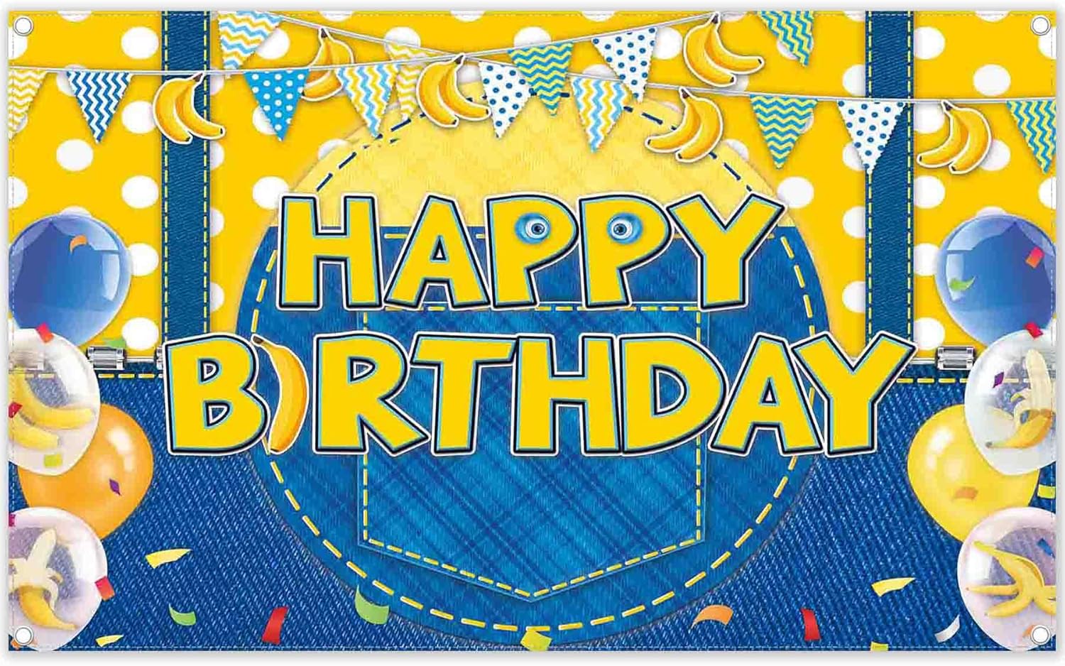 Yellow Jeans Cartoon Birthday Photo Background