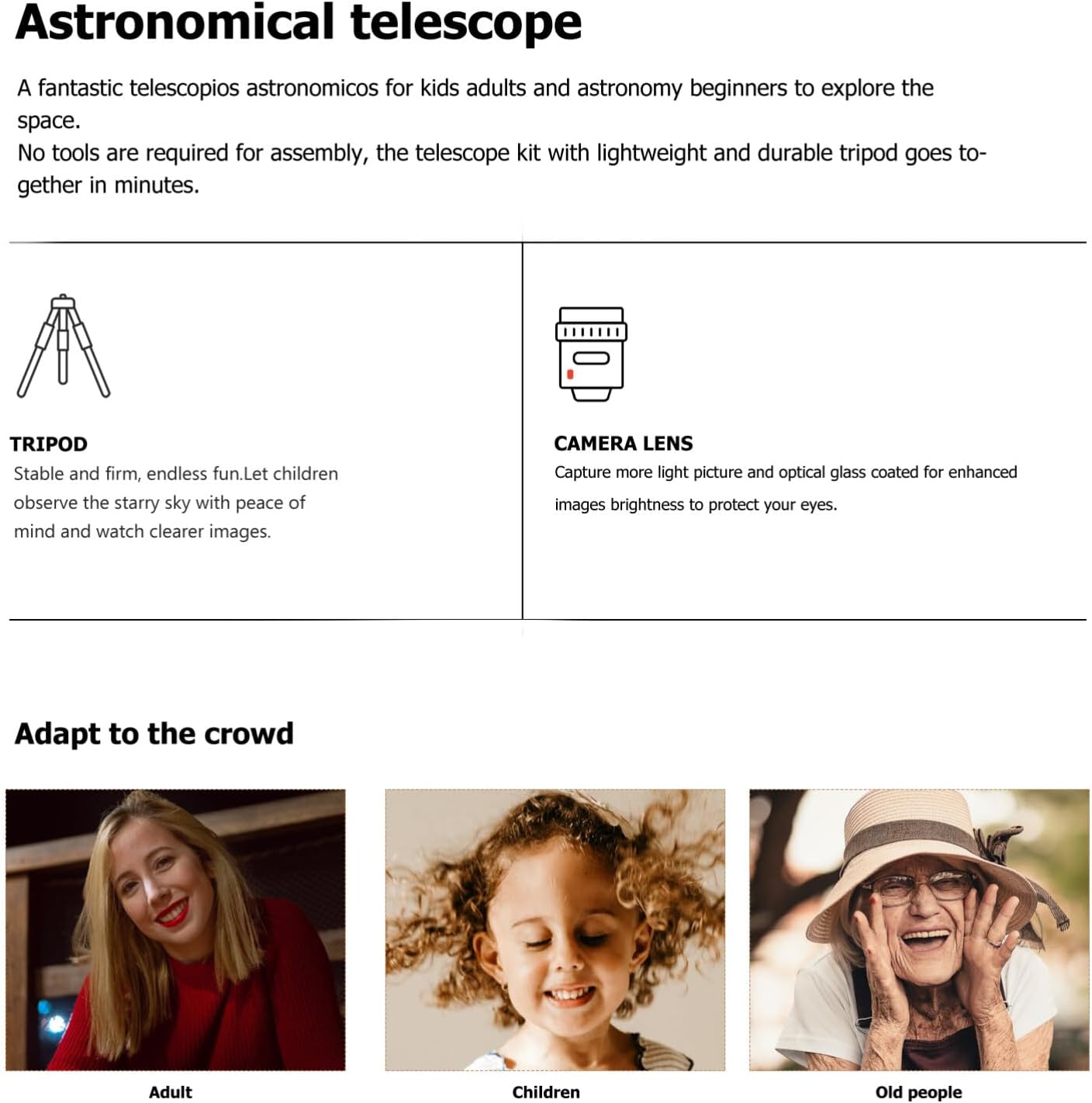 ULTECHNOVO Kids Astronomy Telescope with Tripod