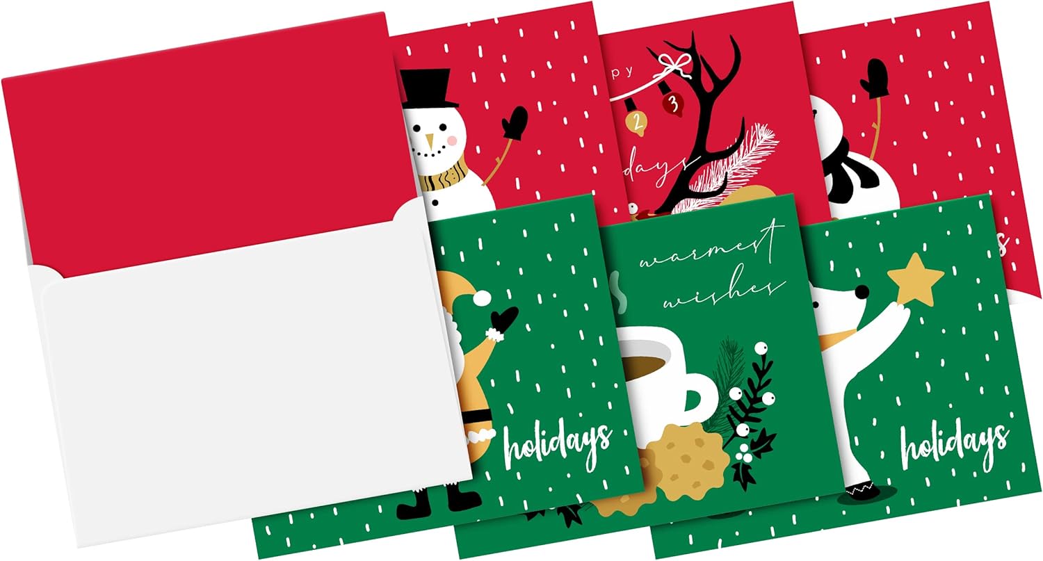 2026 Christmas Cards 50 Sets 25 Red 25 Green 5x7