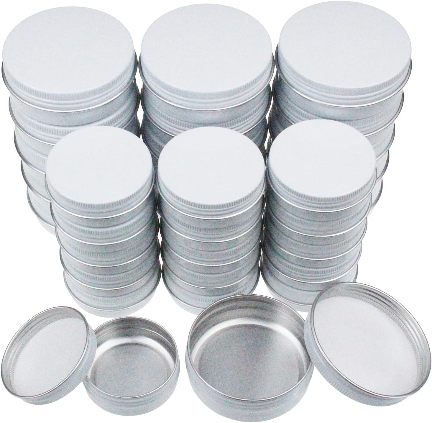 32 Piece White Round Aluminum Tin Cans with Screw Lids