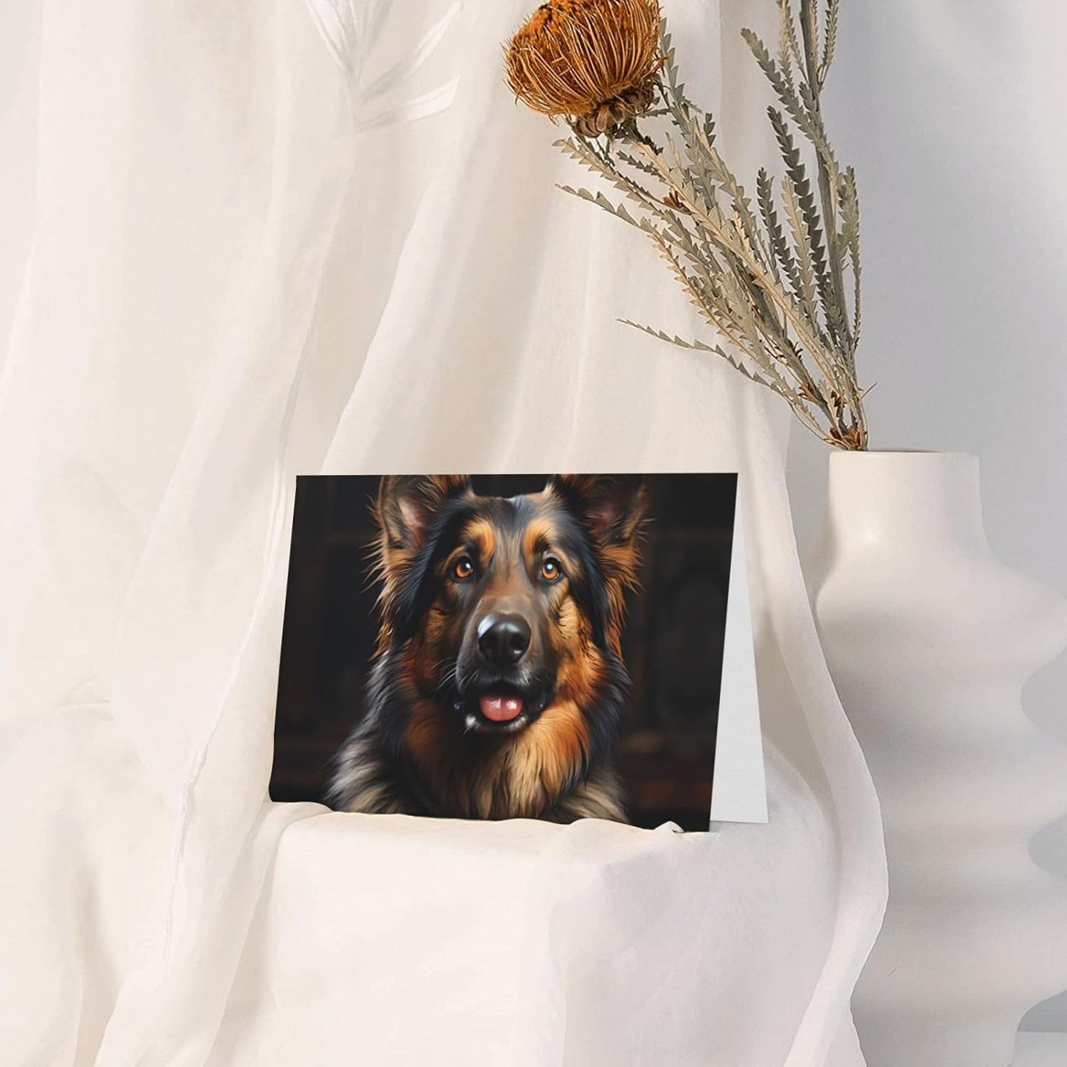 Red Pearlescent Holiday Cards 4x6 German Shepherd Design