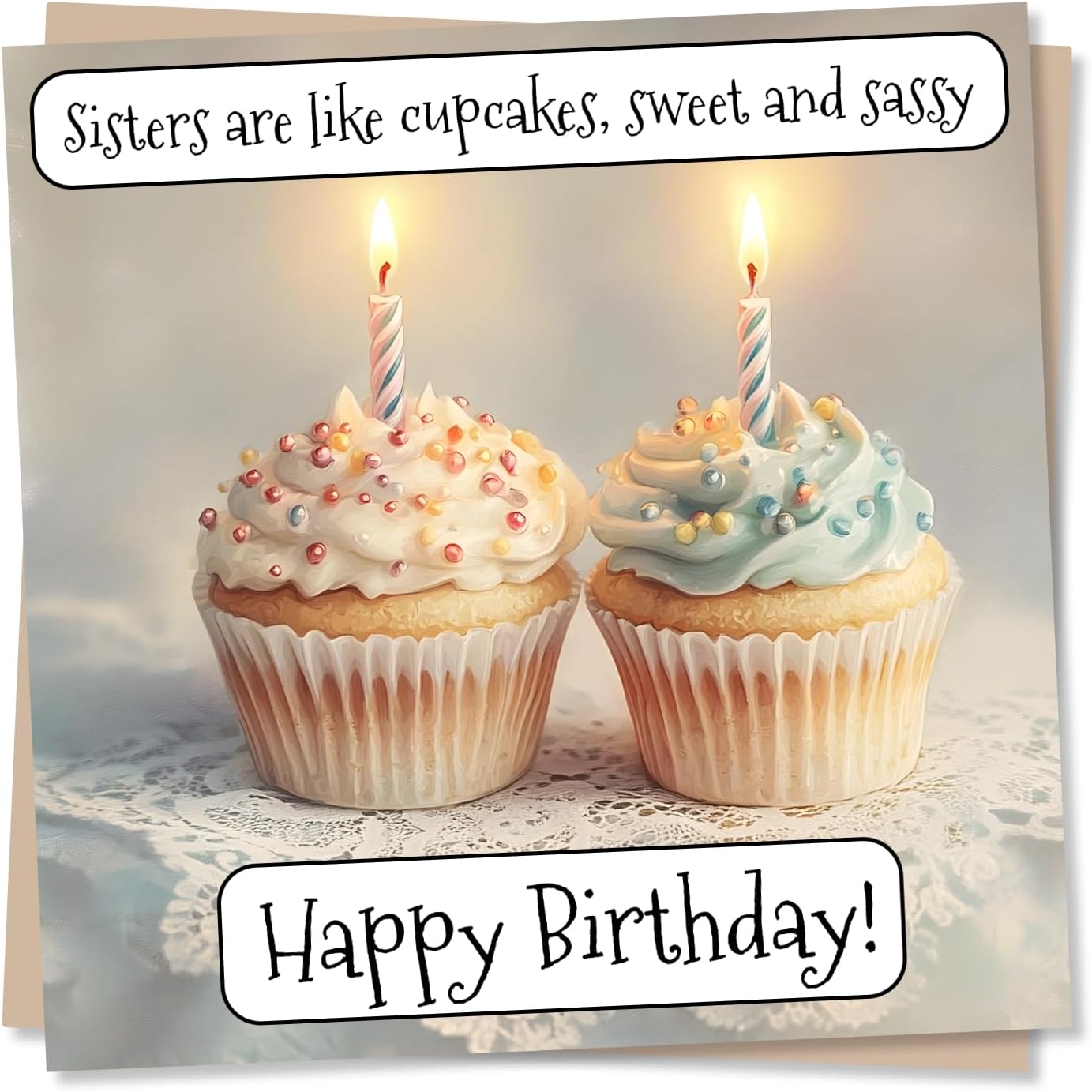 Cute Happy Birthday Card For Sister - Cupcake Lover