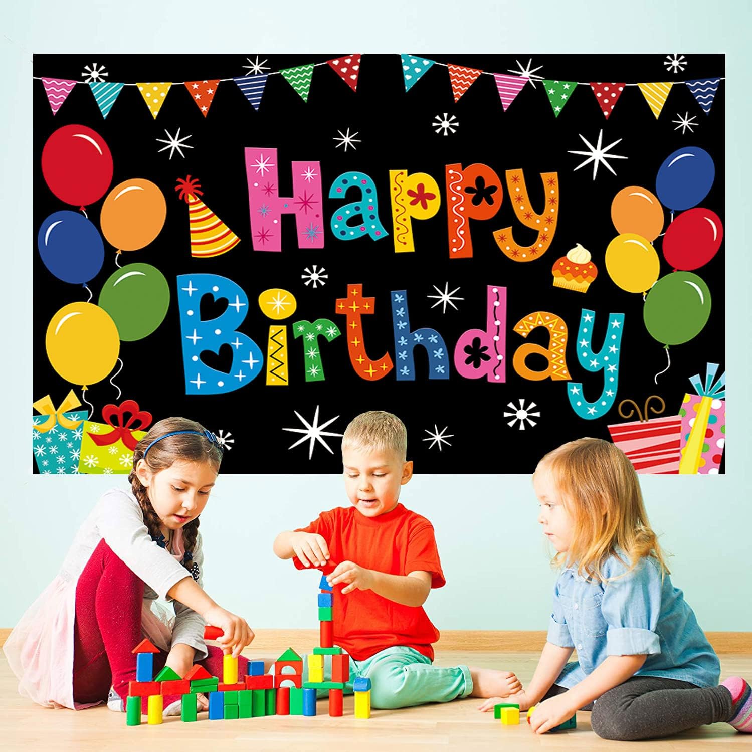 DIZHI Colorful Birthday Backdrop Banner 5x3ft