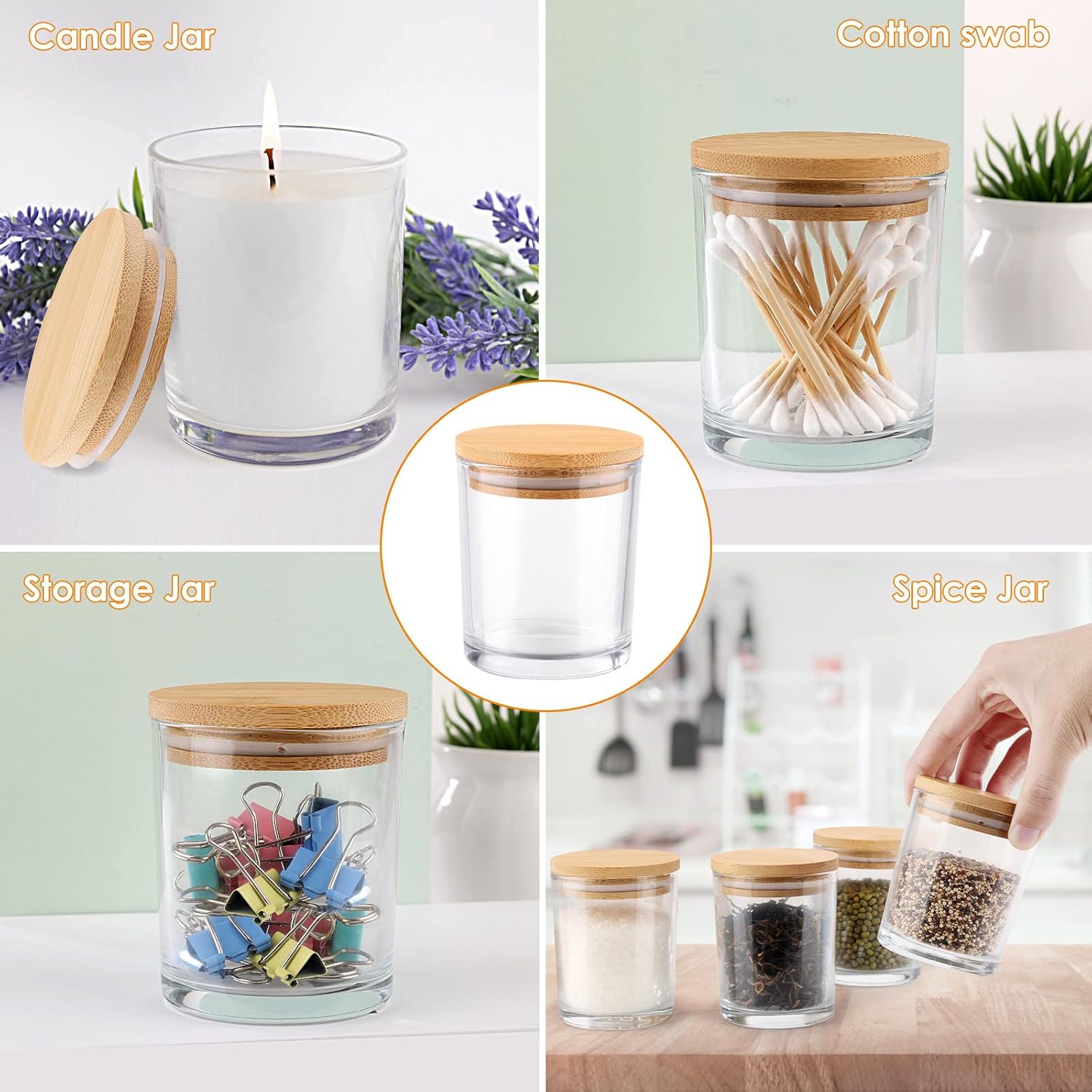 GOTIDEAL 12 Pack 9 OZ Frosted White Candle Jars with Bamboo Lids