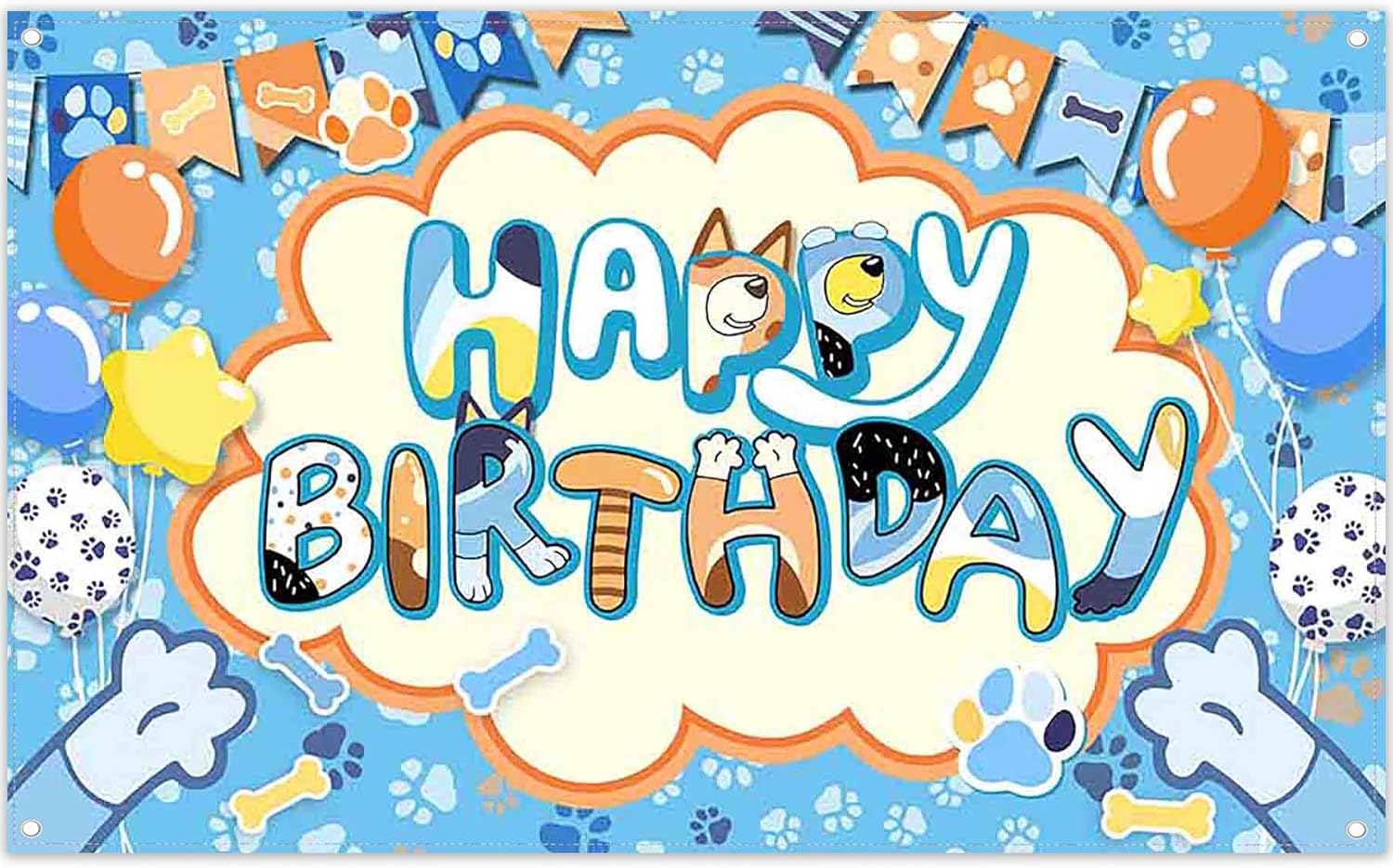 72x43 Inch Cartoon Blue Birthday Backdrop for Kids Photo Booth Props