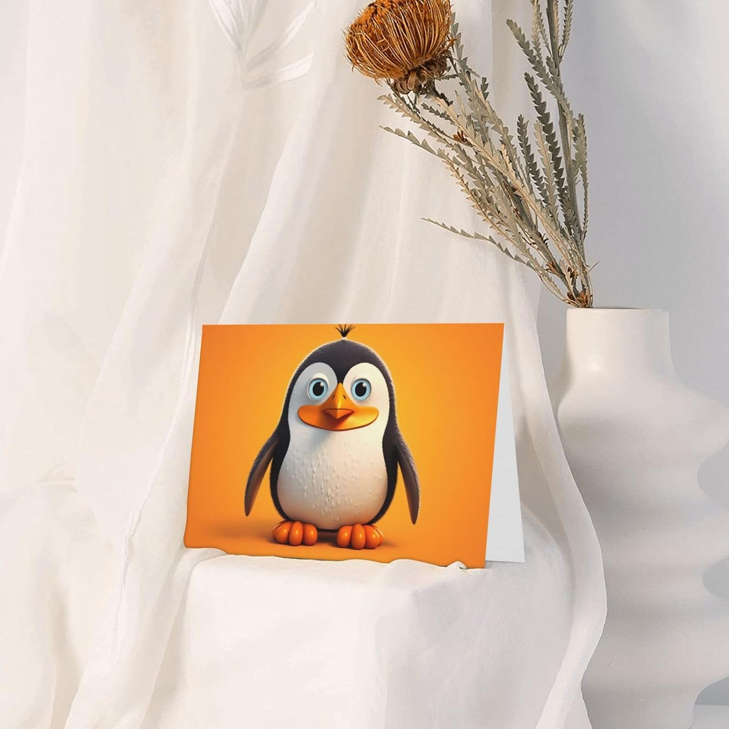 Blue Penguin Print Greeting Card 6x4 with Envelope