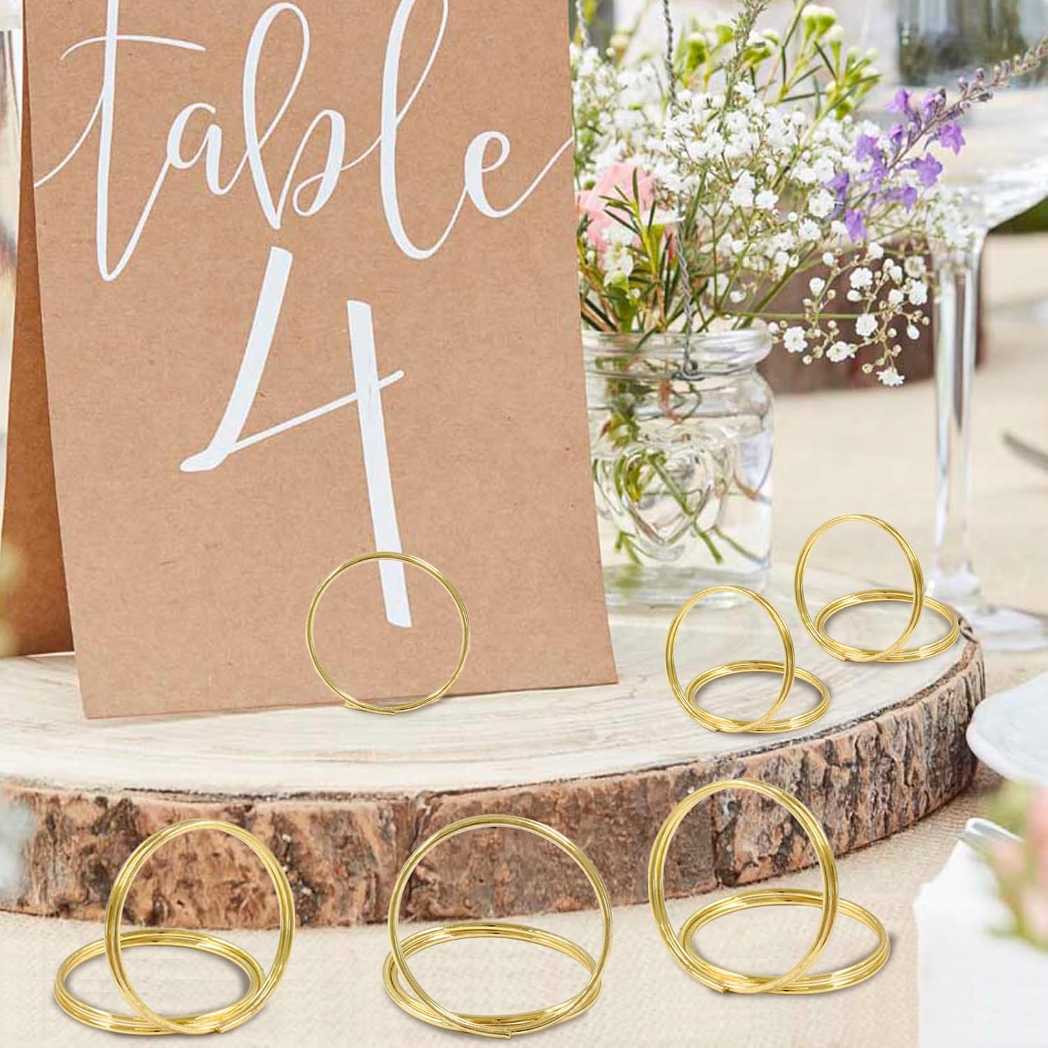 60 Pack Gold Place Card Holder Round Shape