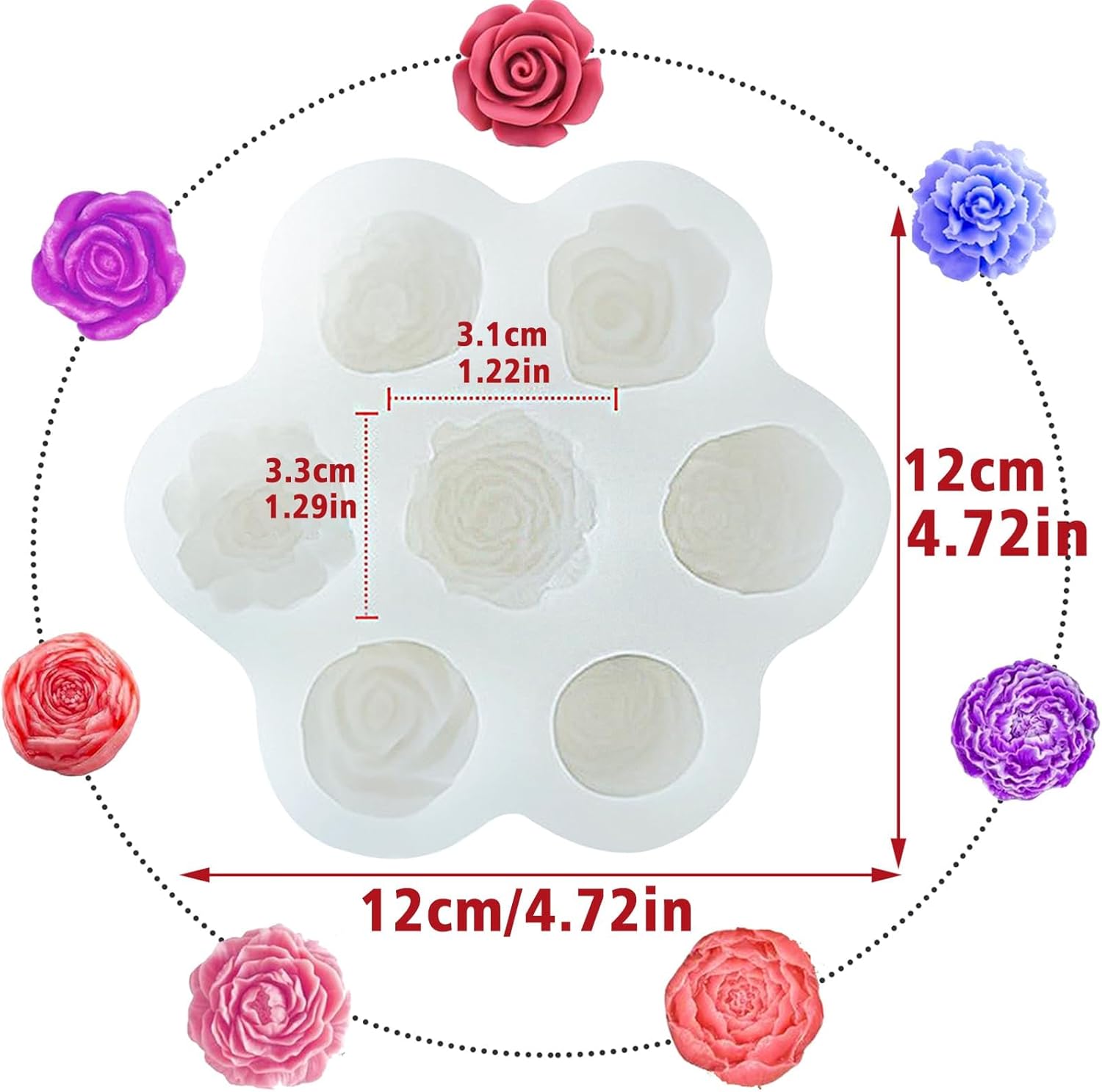7 Piece Flower Candle Mold Set for Candle Making and Soap Crafting