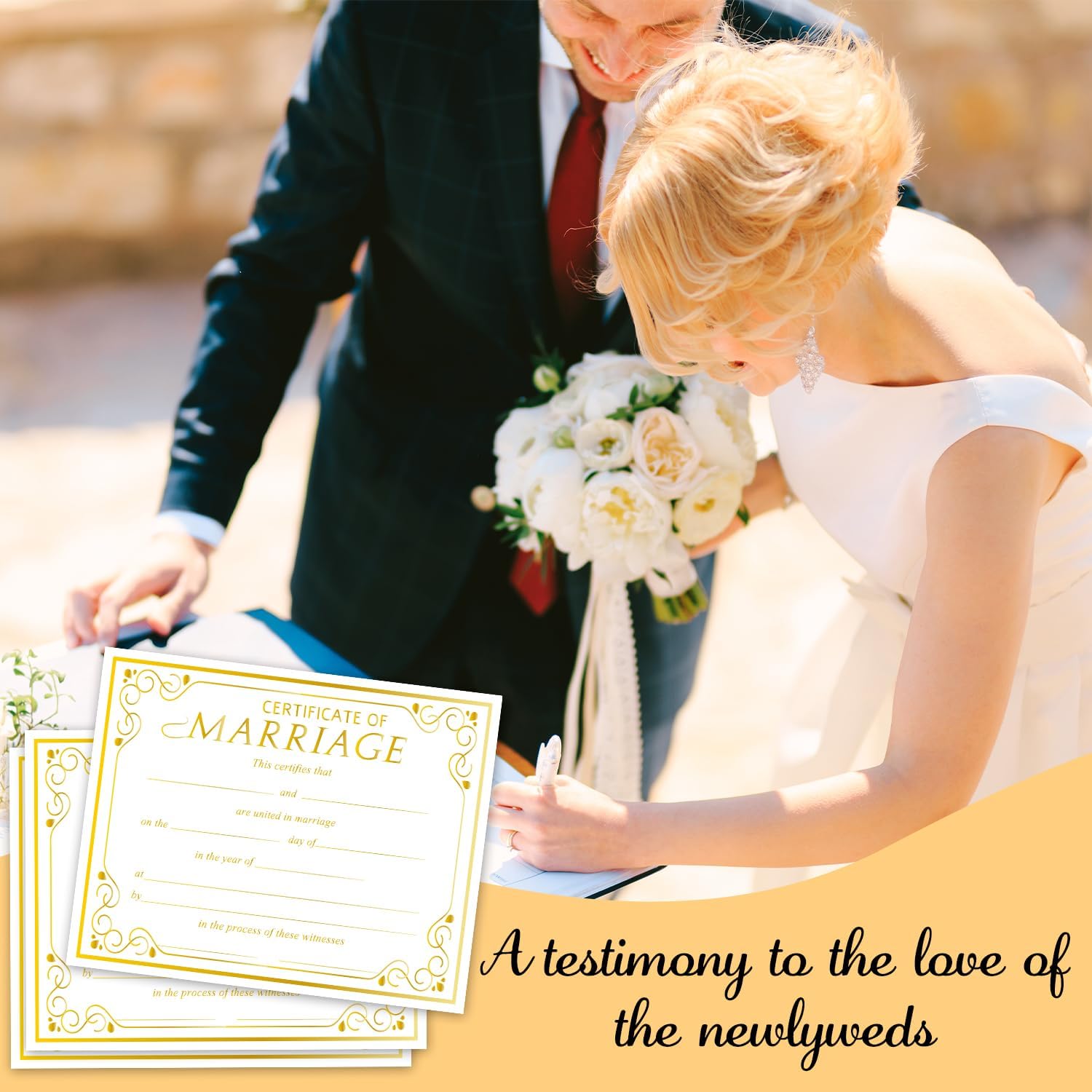 Gold Marriage Certificate Paper for Wedding Ceremony