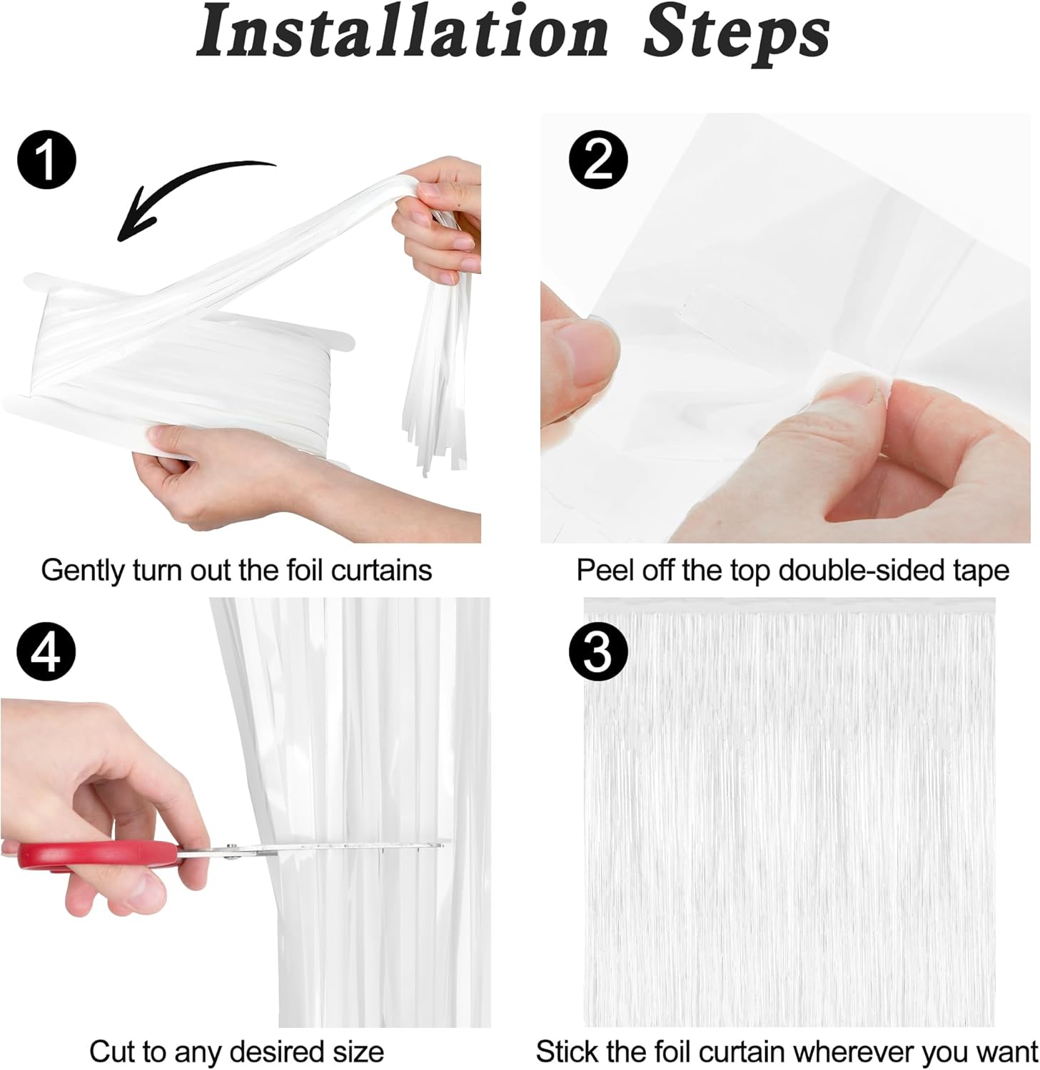 2 Pack Tinsel Backdrop White Party Decor