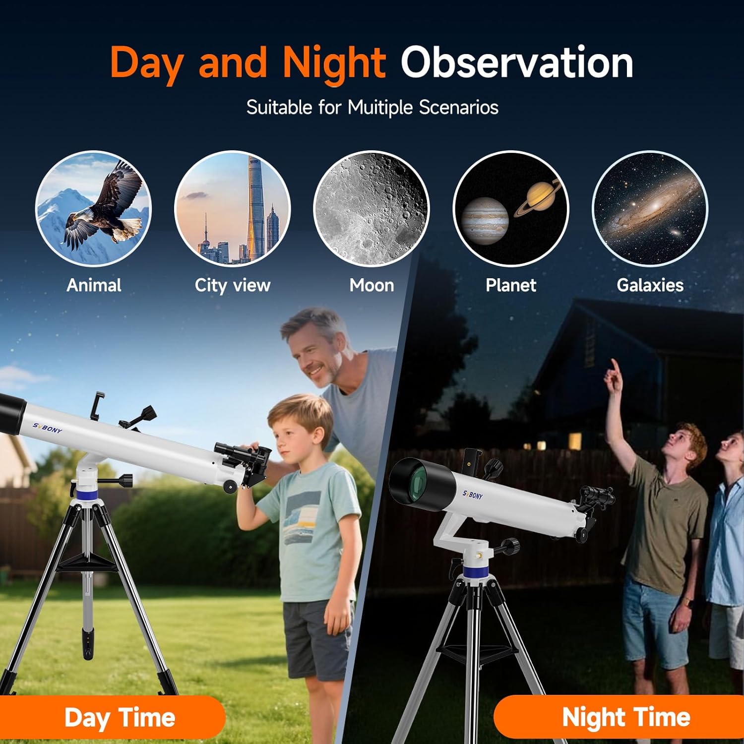 SVBONY SV520 High-Powered Refractor Telescope Kit for Beginners