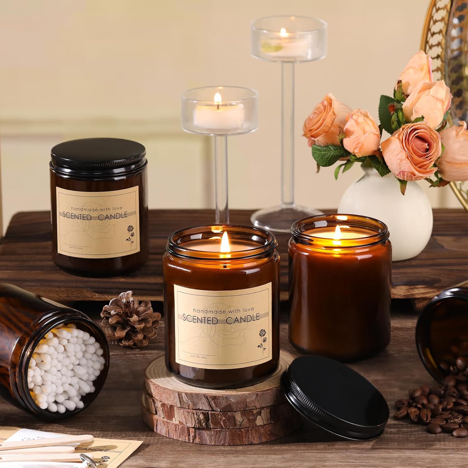 HAVITI 12-Piece Candle Jar Kit with Lids and Wicks
