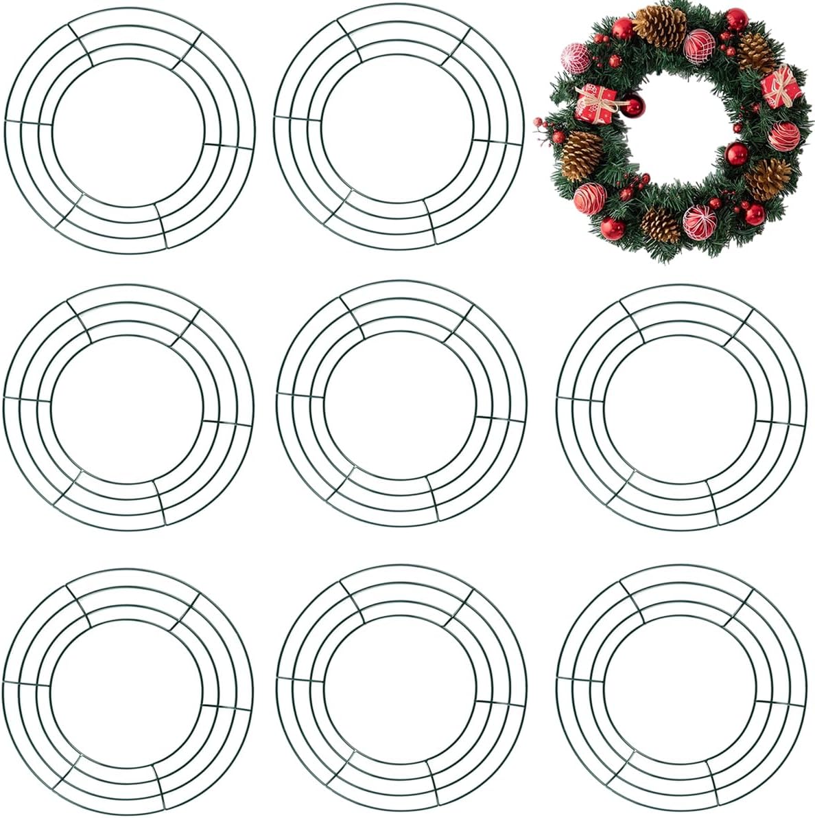 TIHOOD 10PCS 10 Inch Metal Wreath Frame Green