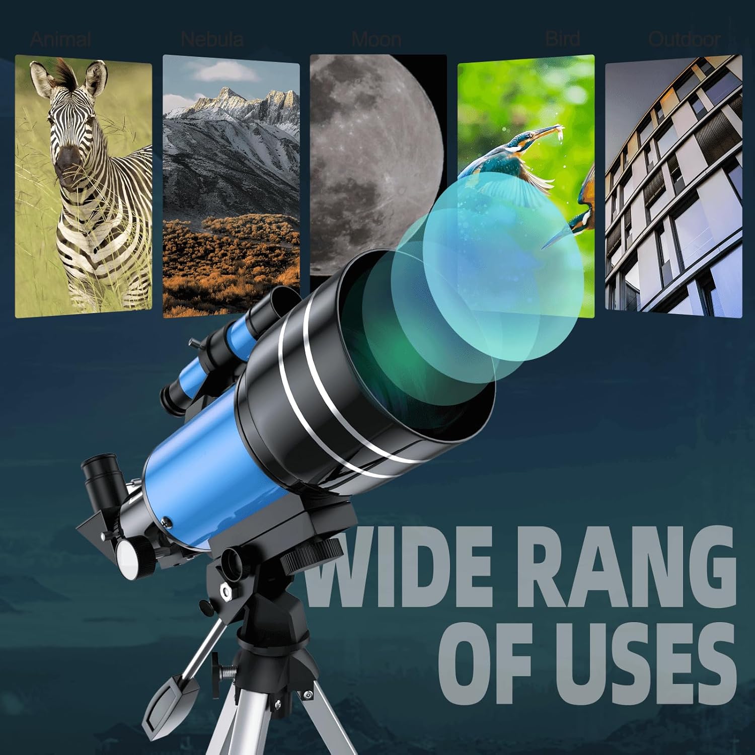 Alkinshue Kids Telescope 70mm 400mm 24-180X AZ Mount with Tripod
