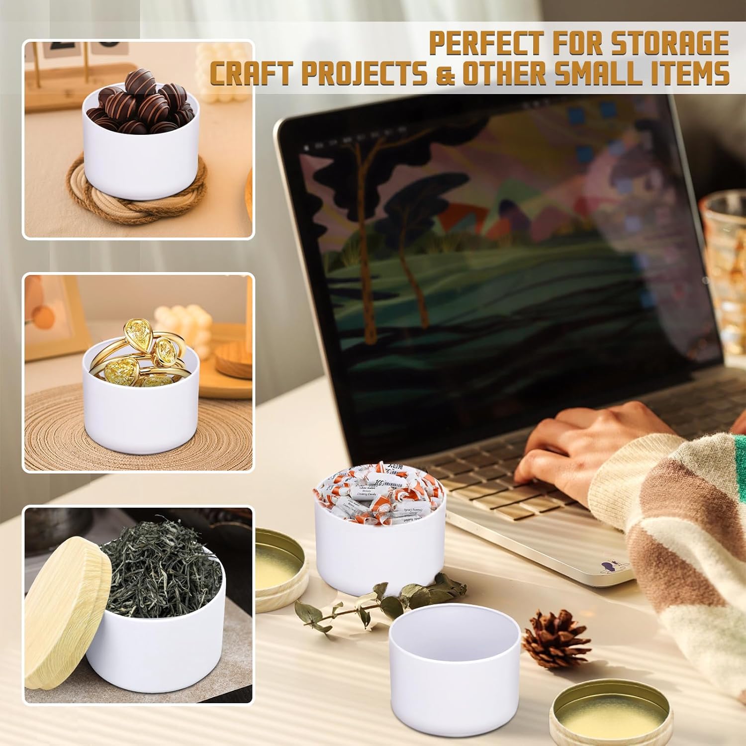 YJHSS 48-Pack Candle Jars with Metal Lids