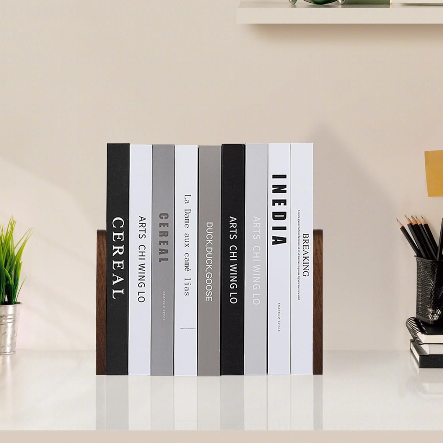 Black Walnut Book Ends Heavy Duty Non-Slip Set of 2