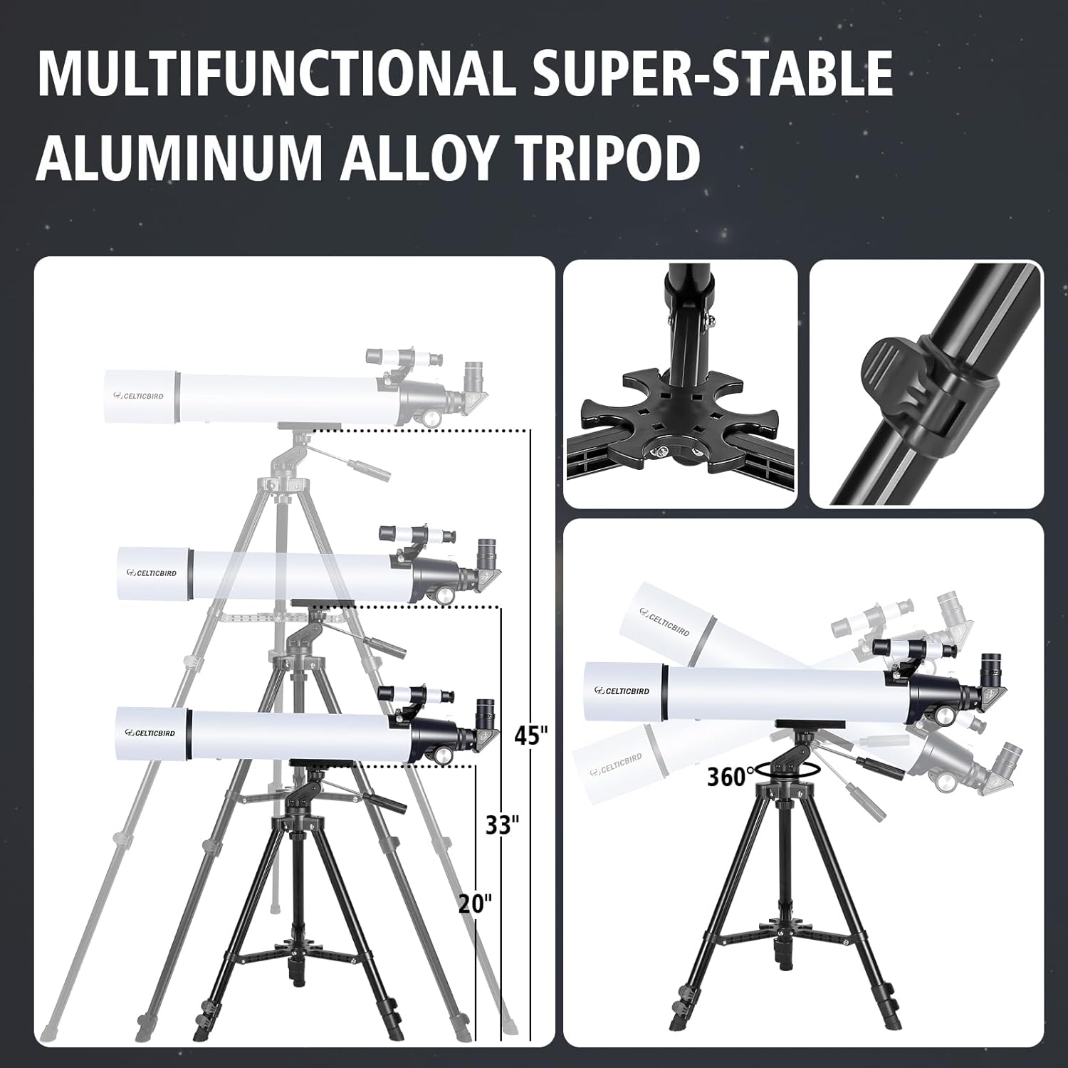 80mm Aperture Refractor Telescope with AZ Mount and Phone Adapter