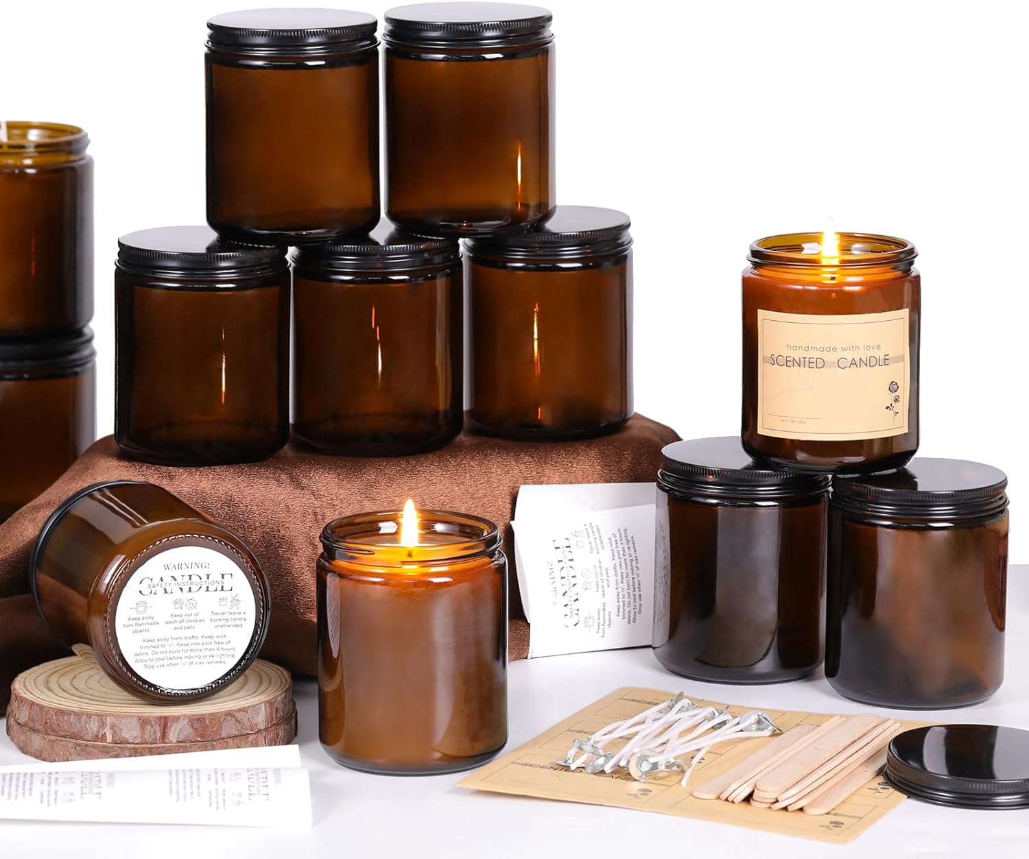 HAVITI 12-Piece Candle Jar Kit with Lids and Wicks