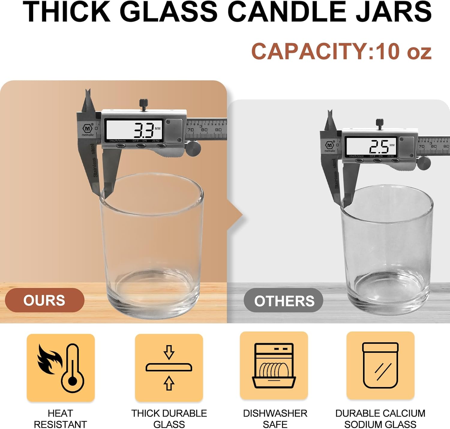 10 Oz Thick Candle Jars 15 Pcs Clear With Wood Lids