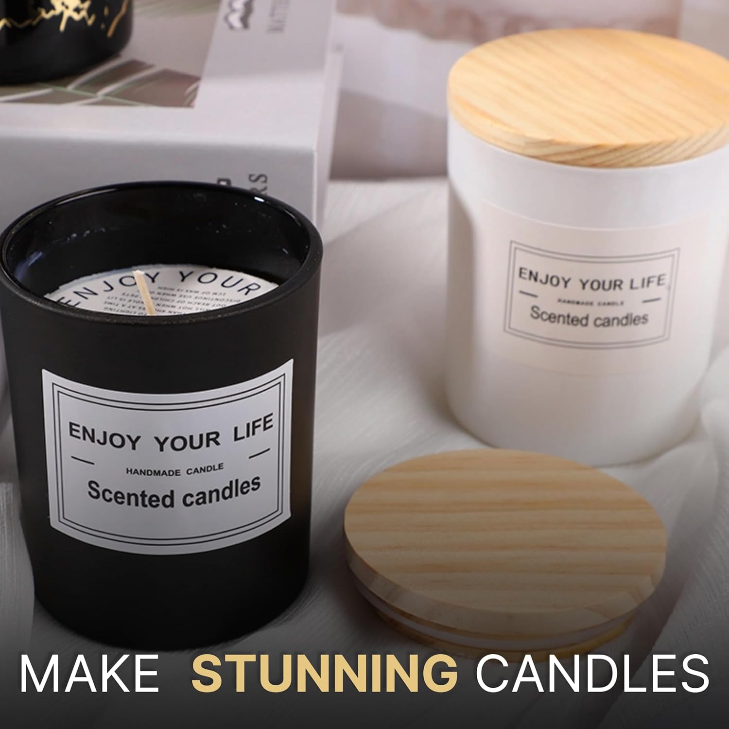 True Candle Frosted Glass Jar with Metal Lid 14oz 6pcs
