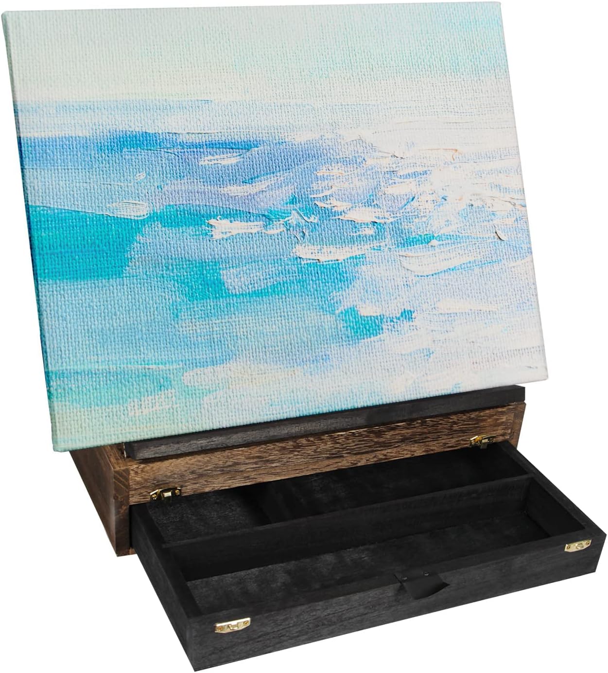 J JACKCUBE DESIGN Rustic Wood Adjustable Easel with Storage Drawer