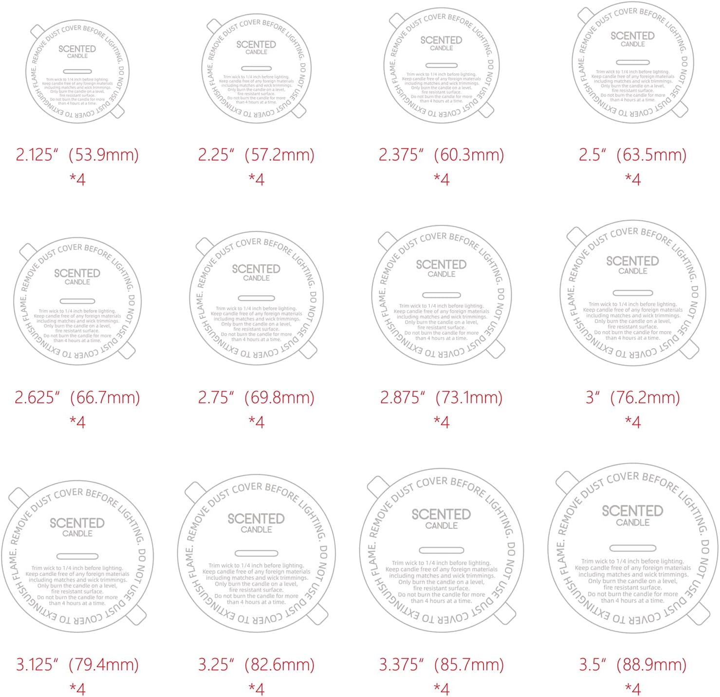 CandMak Candle Dust Covers 48pcs White Matte with Pull Tab 1