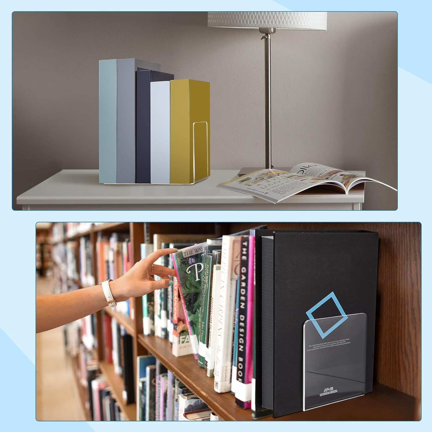 Maitys 32 Pcs Clear Acrylic Book Ends for Shelves