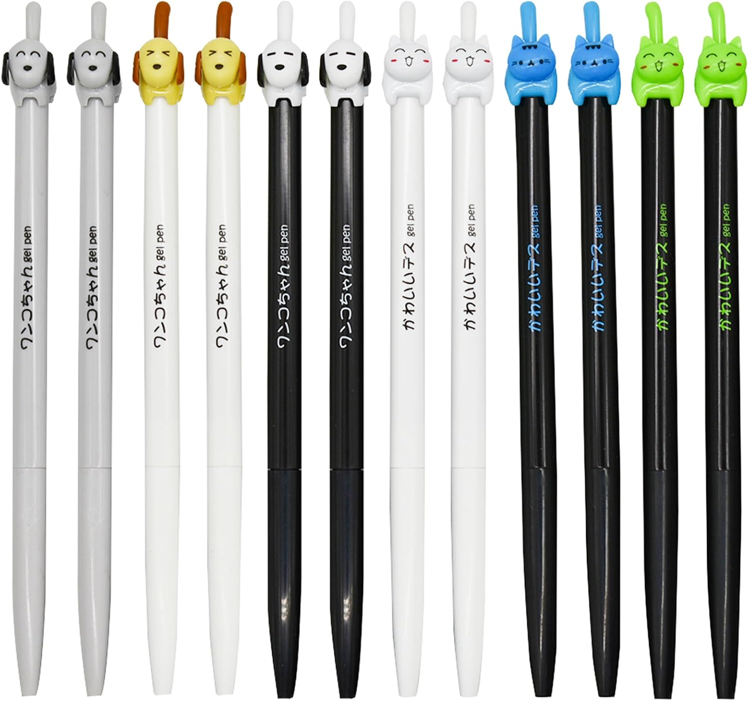 Maydahui 12 Pcs Cute Cat Dog Tail Clicker Pens
