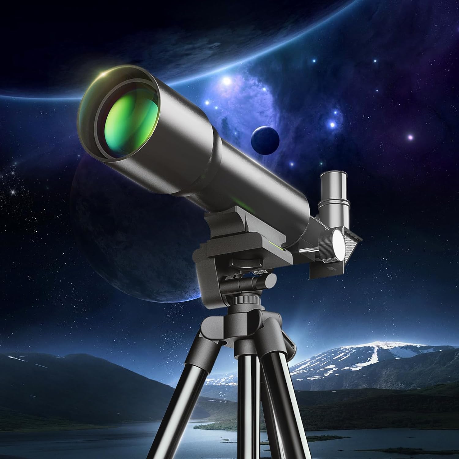 YUANZIMOO 50mm Aperture 360mm Telescope with Tripod for Kids Adults Beginners Black