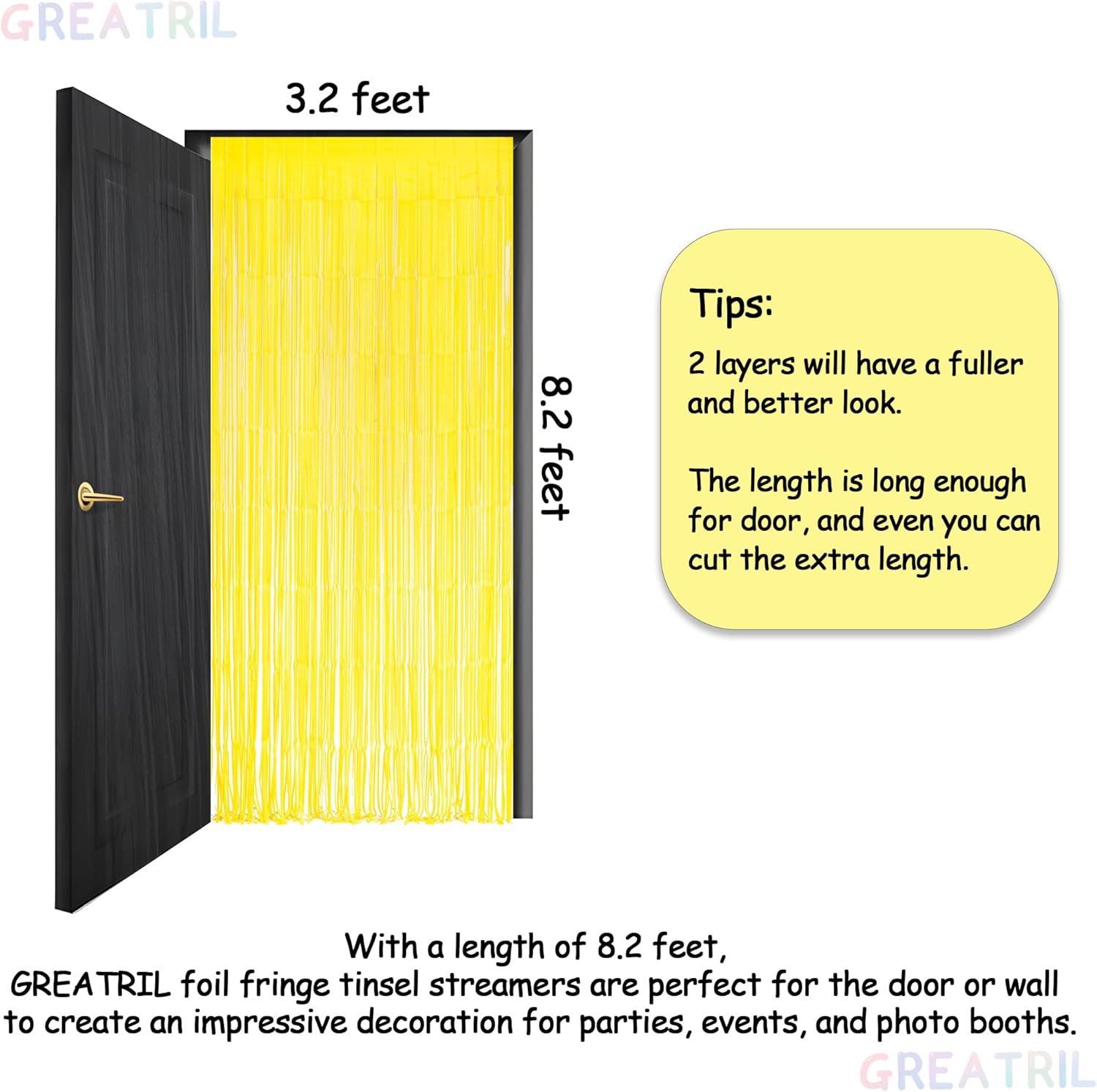 Yellow Streamers Party Backdrop - 2 Packs 32ft x 82ft