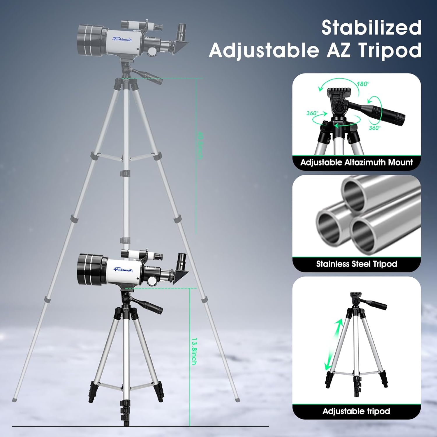 Kids Beginner Telescope with 70mm Aperture and 300mm Focal Length