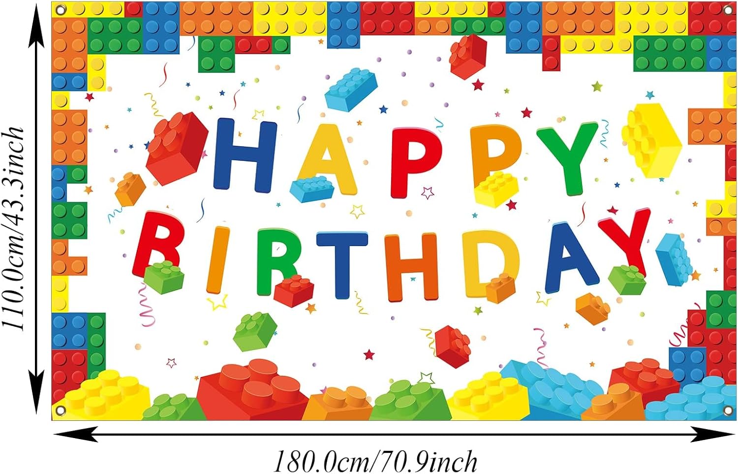 Chiazllta Happy Birthday Blocks Banner for Kids Boys Girls White Background