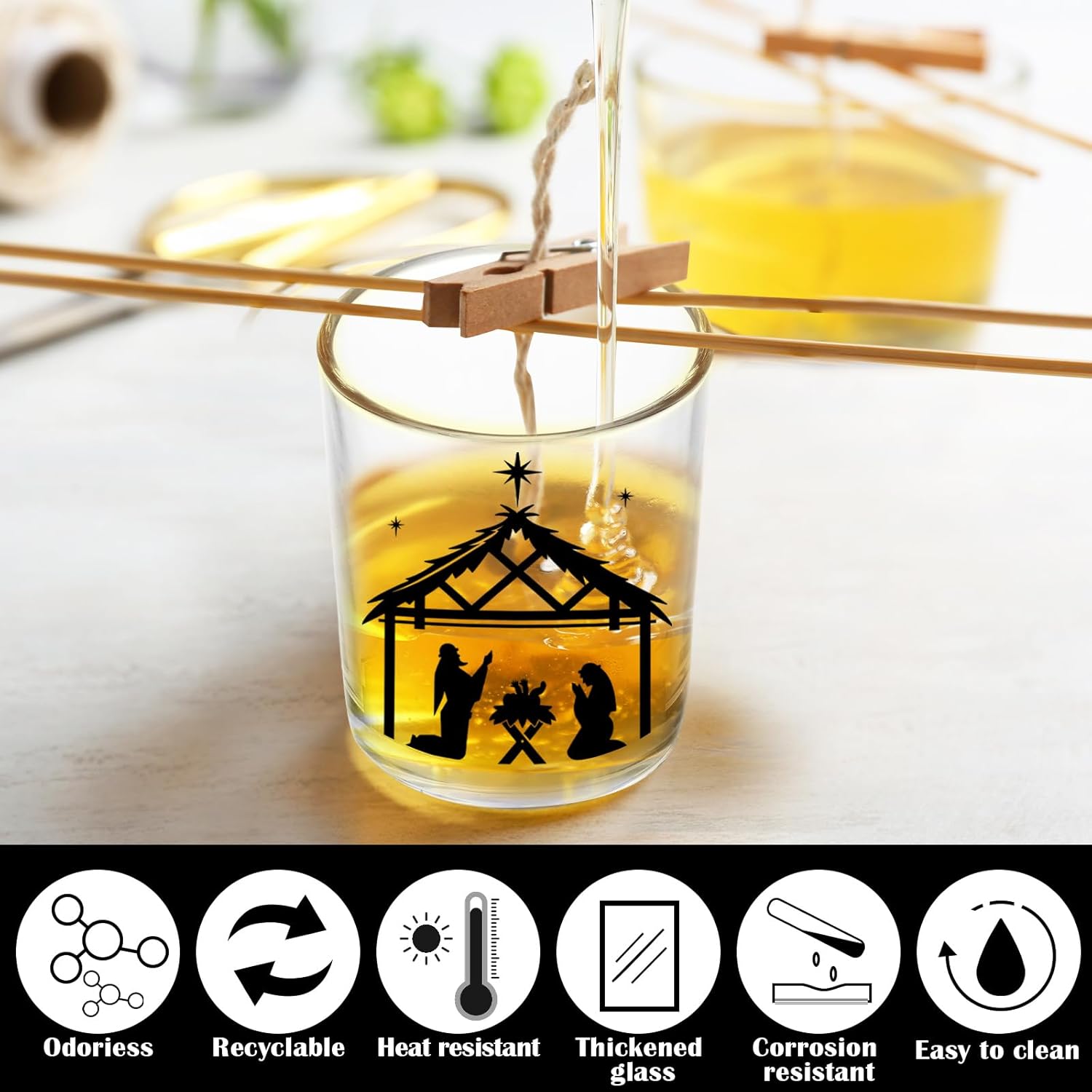 10 Pcs Christmas Glass Candle Jars with Cork Lids